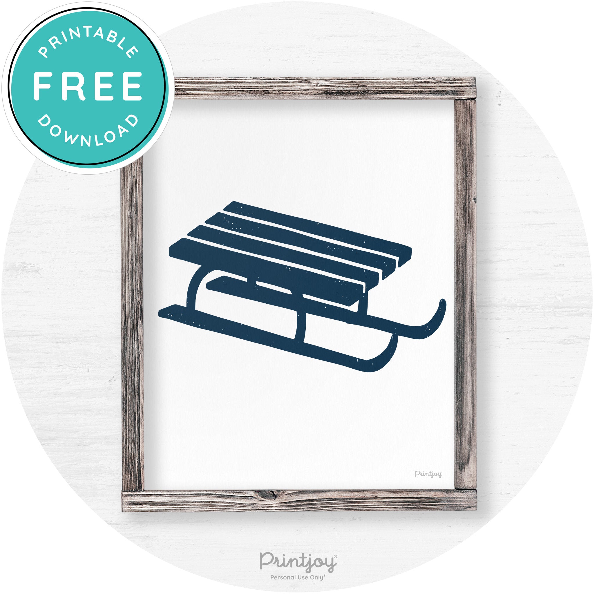 Winter Old Fashioned Sled Rustic Farmhouse Wall Art Free Printable - Printjoy