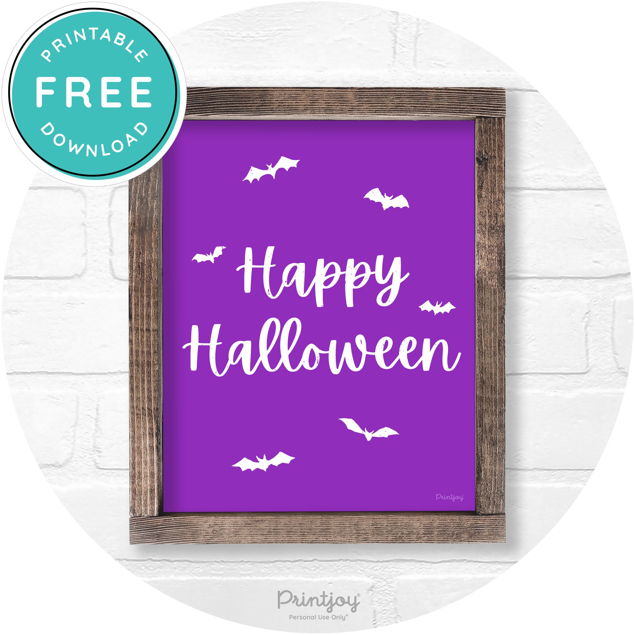Happy Halloween Bats Rustic Farmhouse Wall Art Free Printable - Printjoy