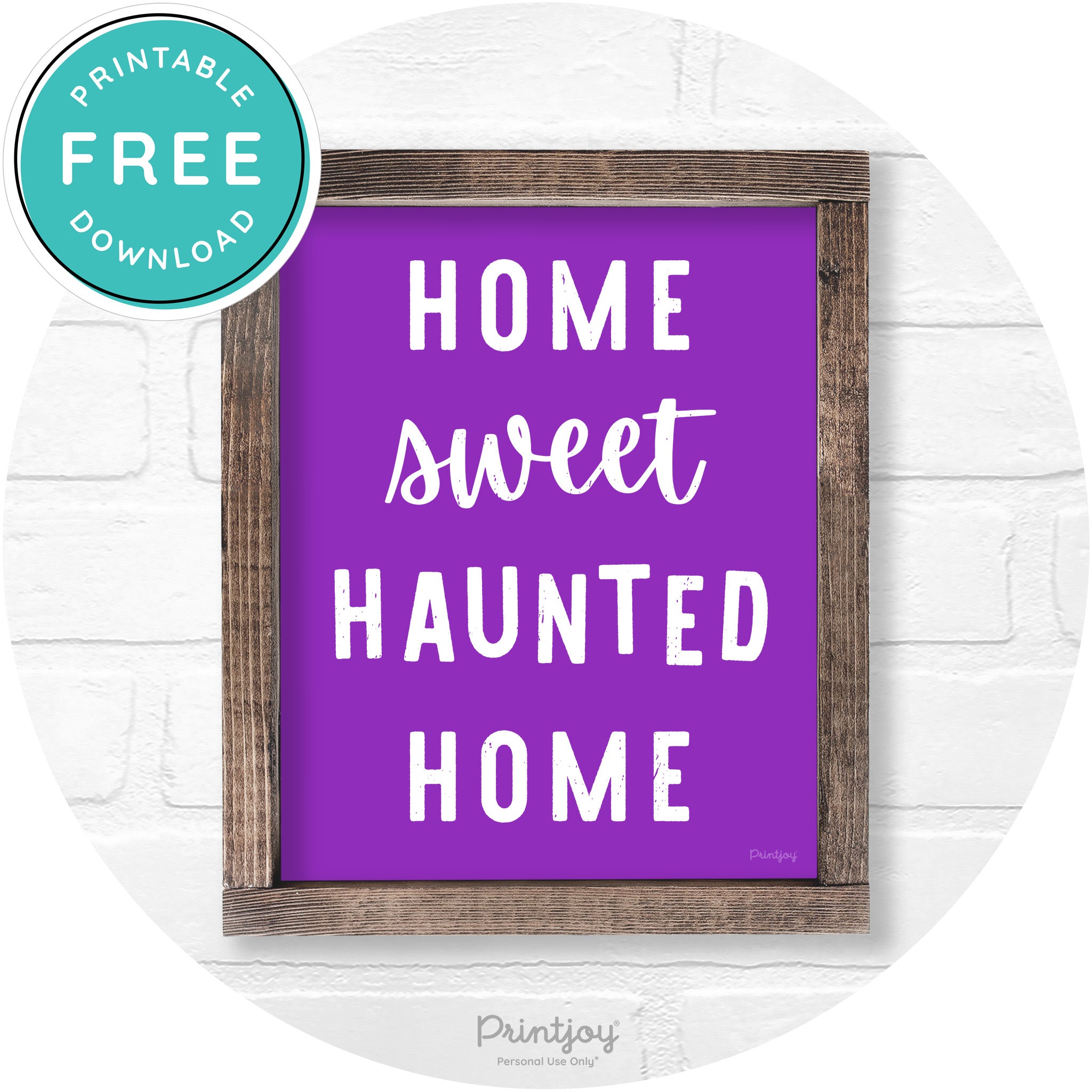 Home Sweet Haunted Home Rustic Halloween Wall Art Free Printable - Printjoy