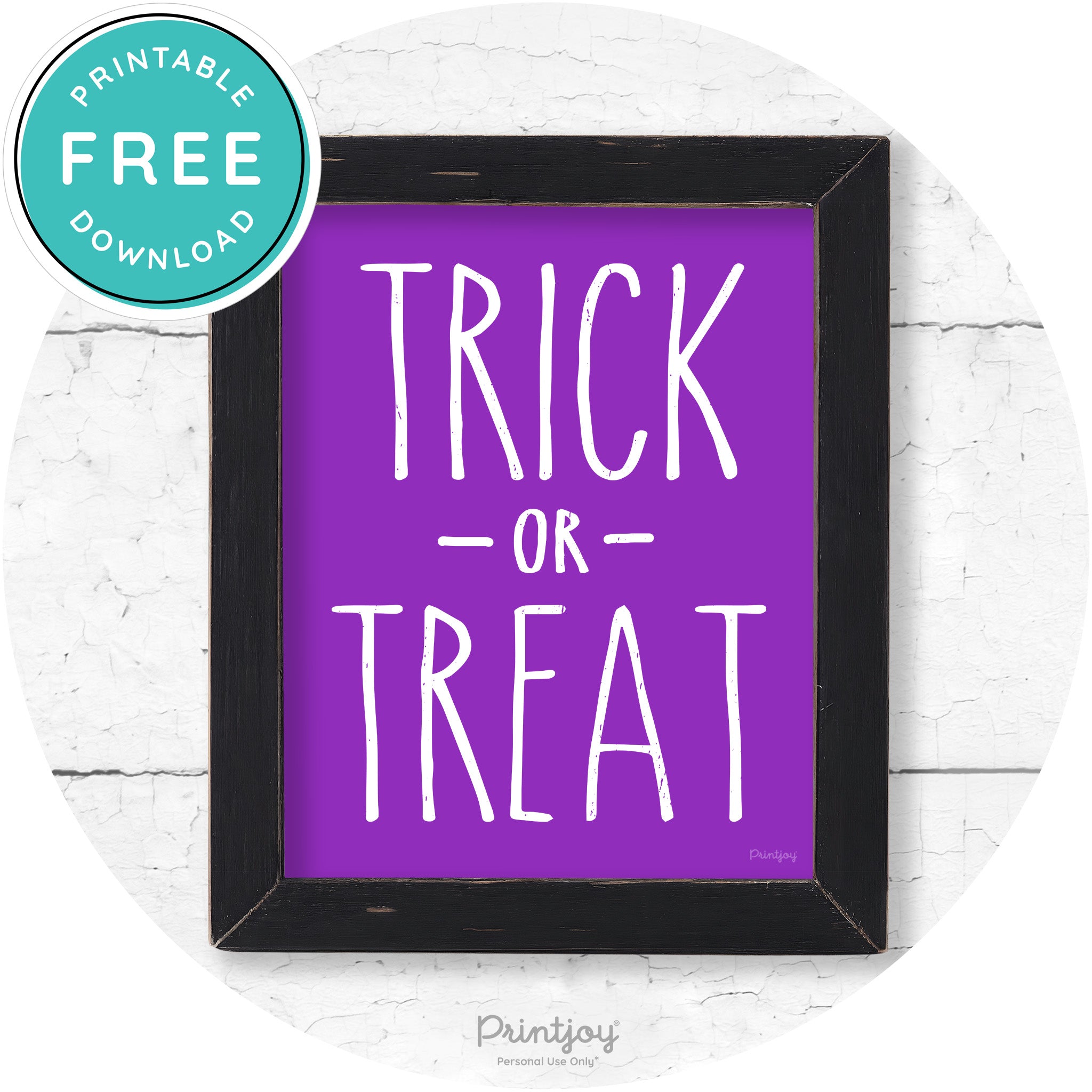 Trick Or Treat Lettering Farmhouse Halloween Wall Art Free Printable - Printjoy