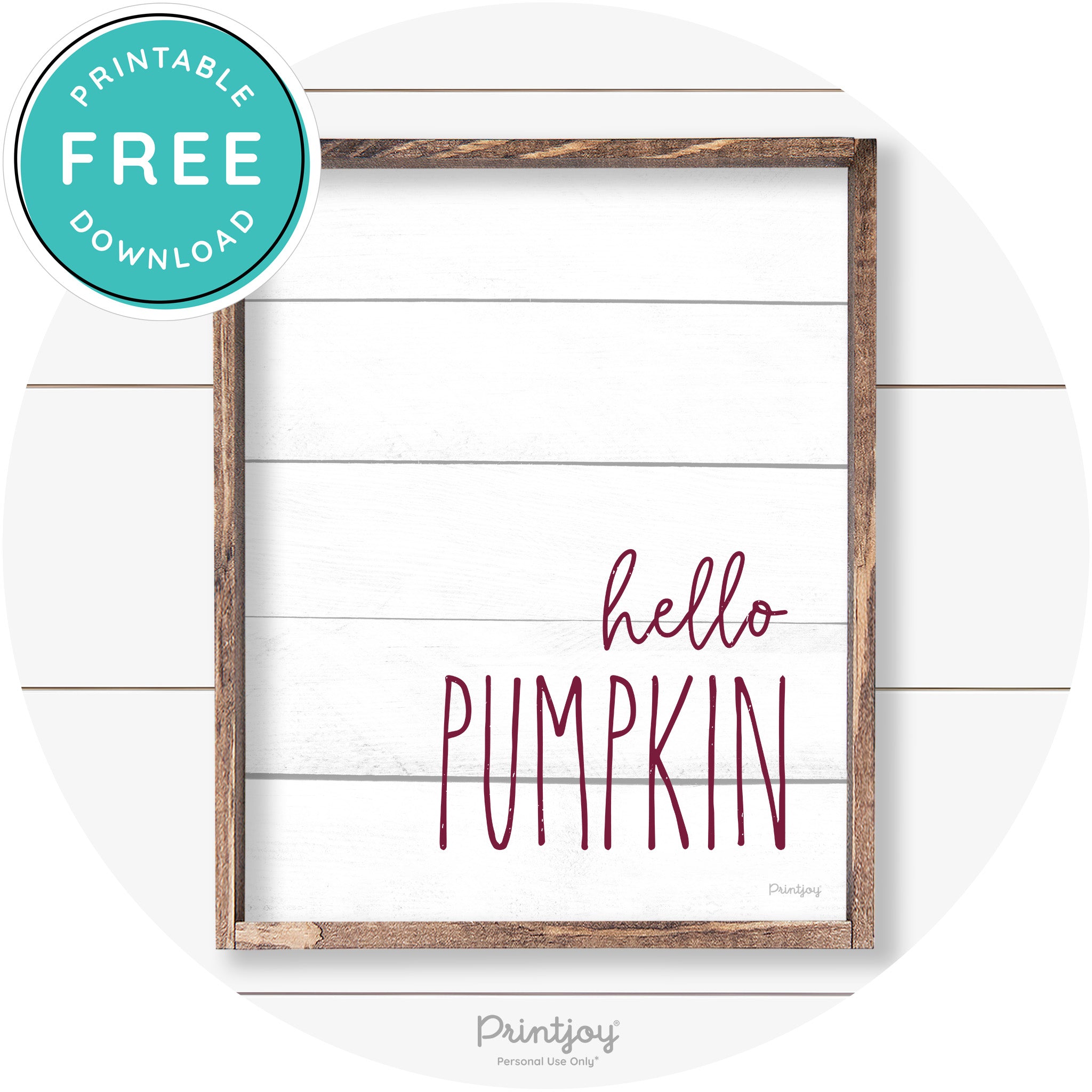 Hello Pumpkin Cute Fun Simple Farmhouse Wall Art Free Printable - Printjoy