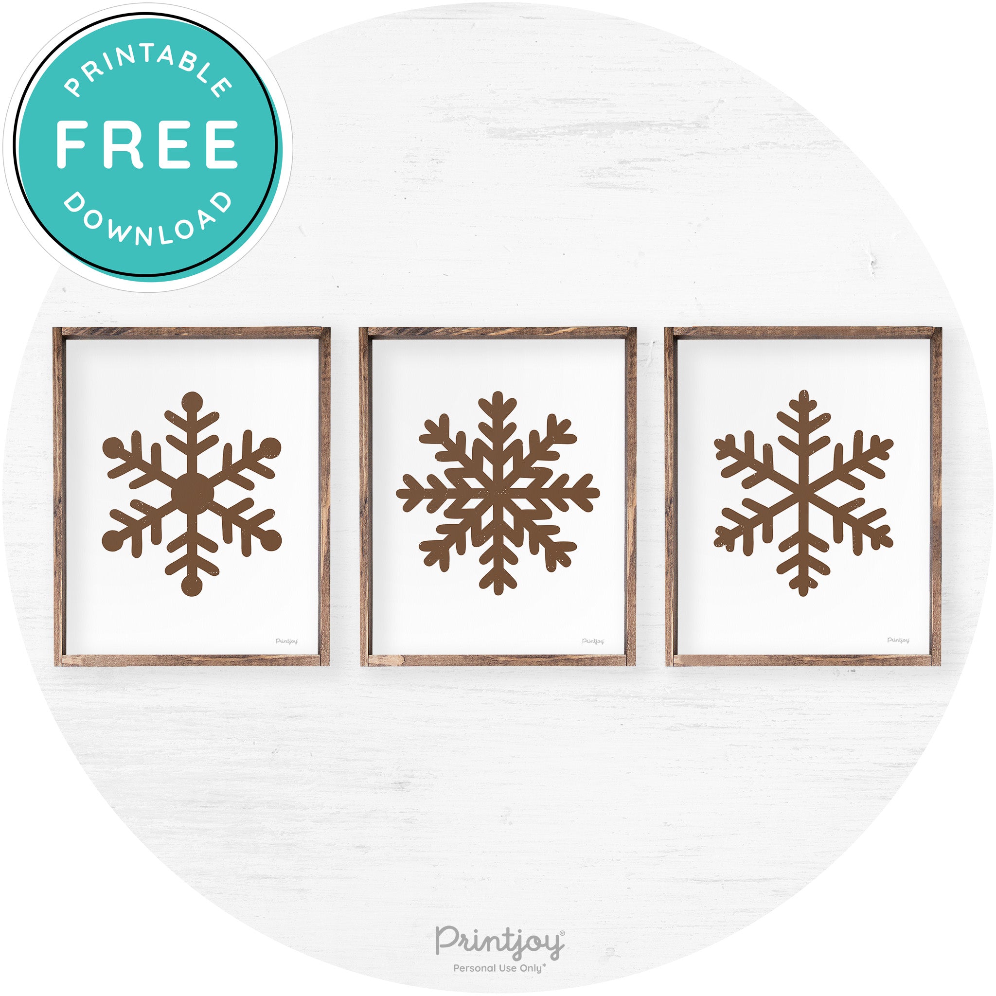Snowflake Silhouettes Set Of 3 Christmas Farmhouse Art Free Printable - Printjoy