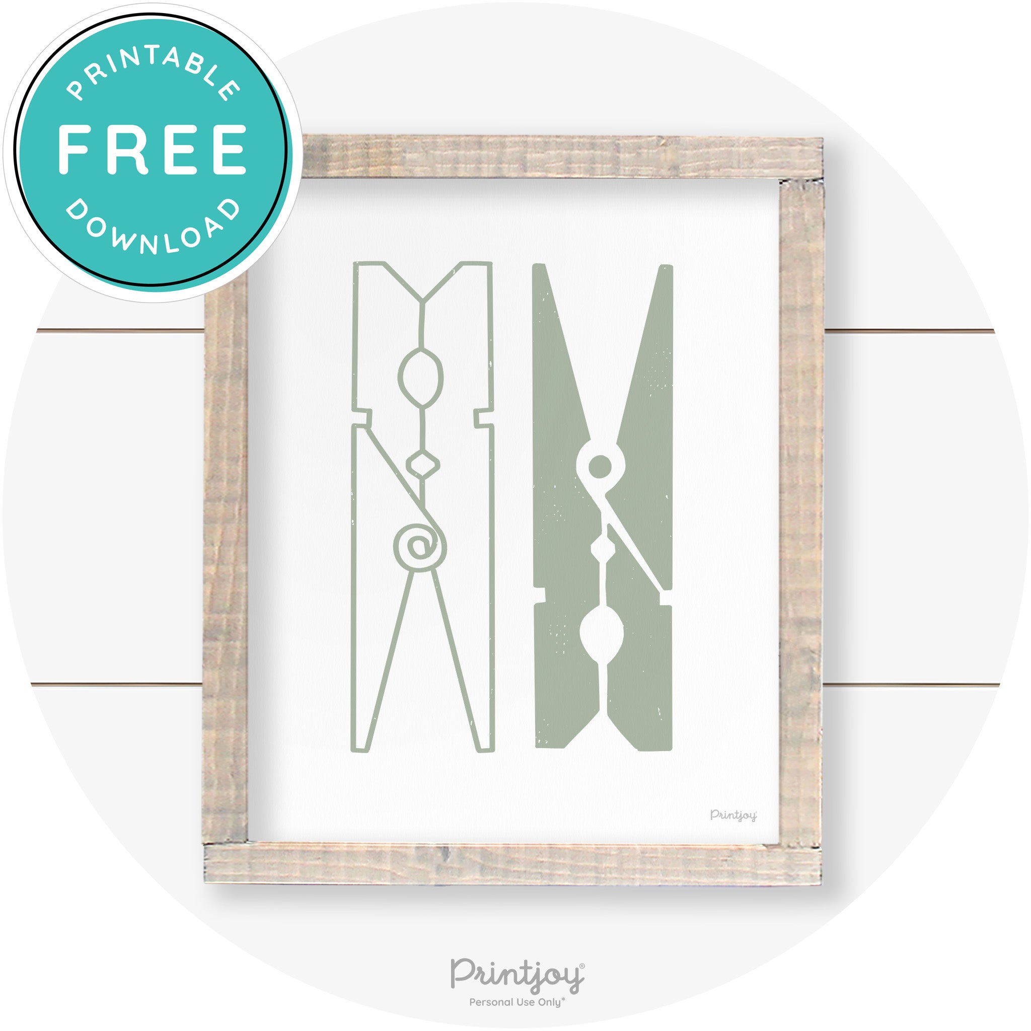 Clothespins Cute Laundry Room Farmhouse Wall Art Free Printable - Printjoy