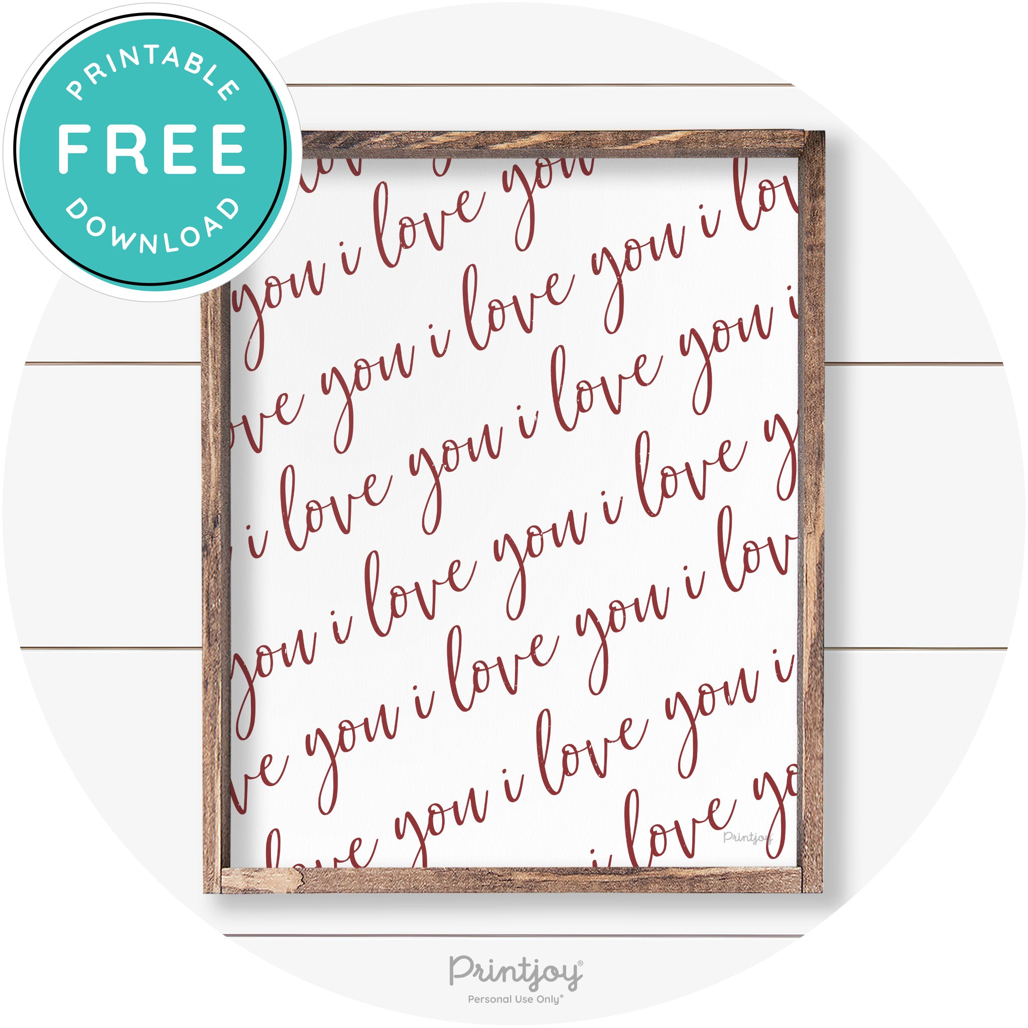 I Love You Pattern Cute Couples Farmhouse Wall Art Free Printable - Printjoy
