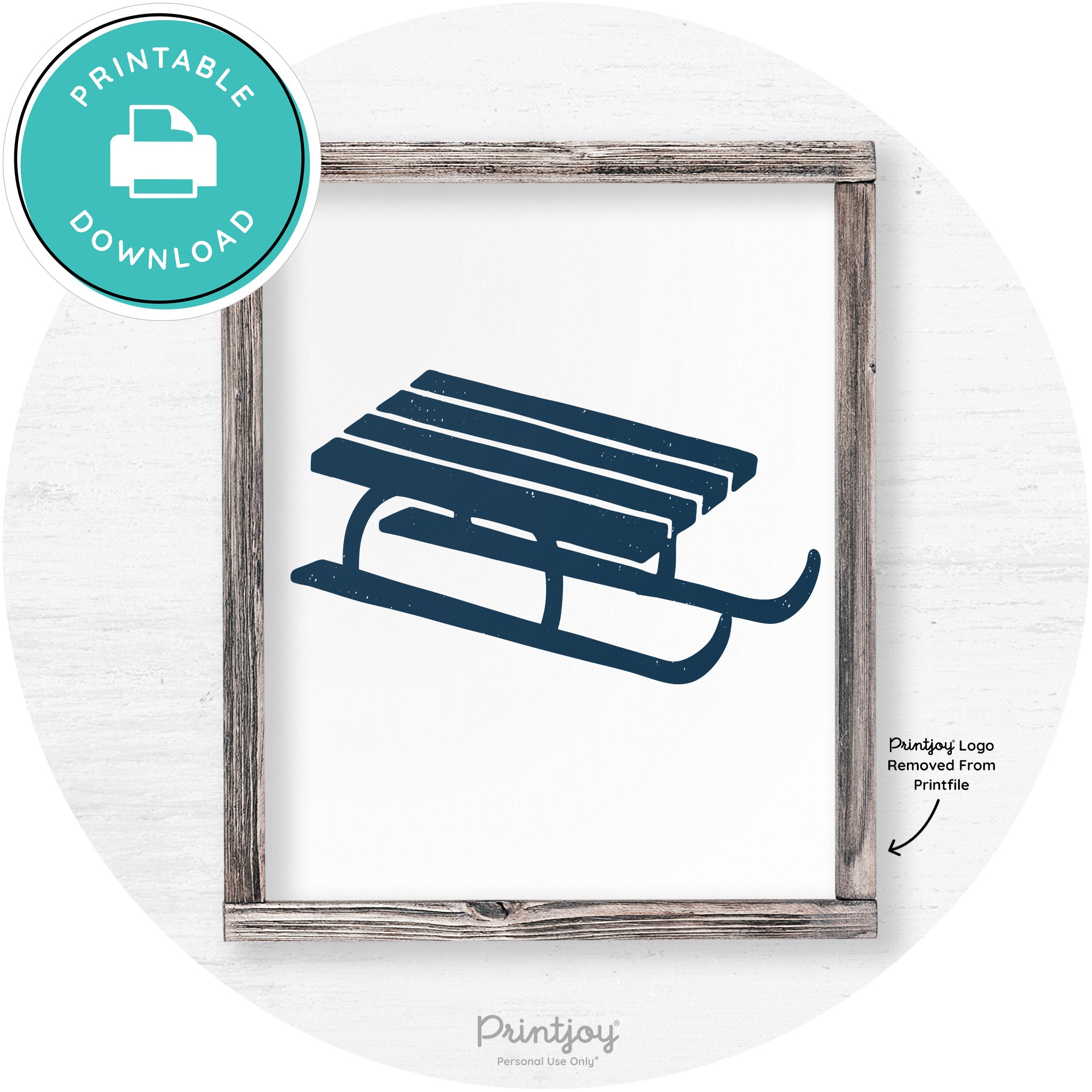 Winter Old Fashioned Sled Rustic Farmhouse Wall Art Free Printable - Printjoy