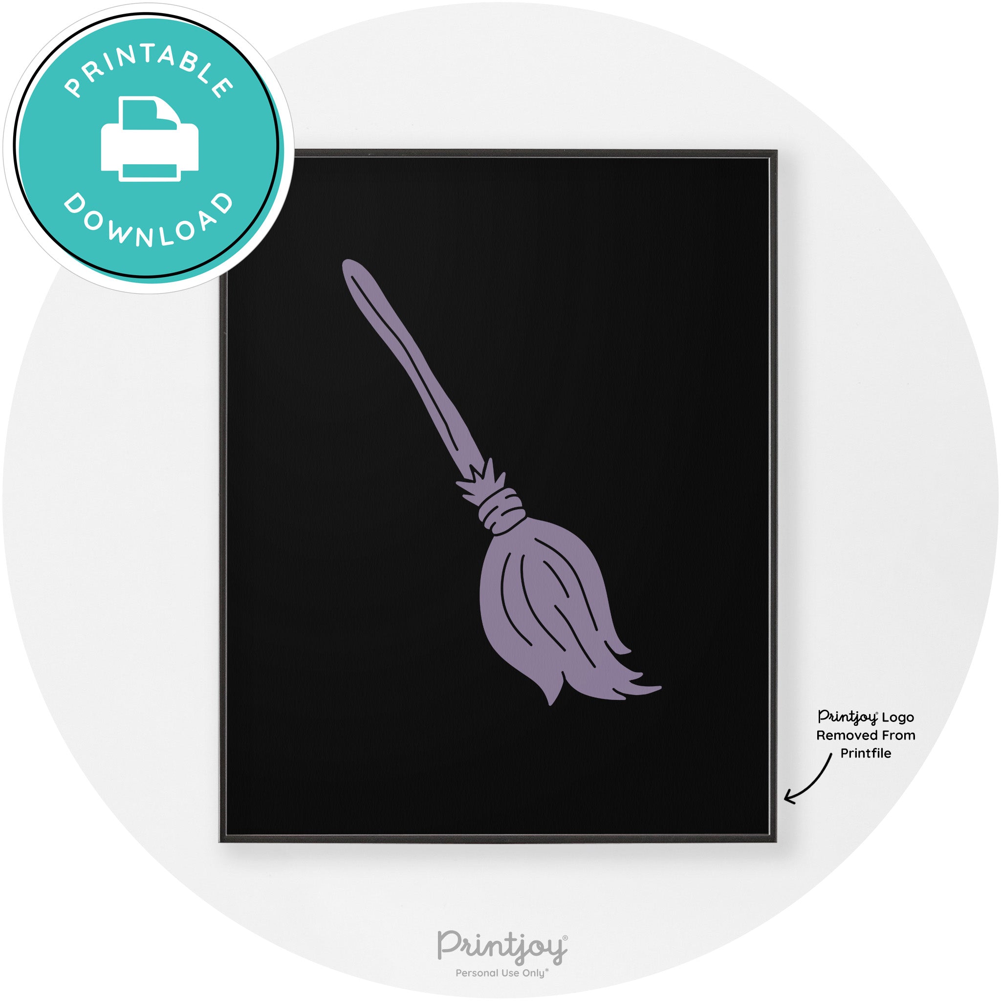 Witches Broom Halloween Cute Modern Chic Wall Art Free Printable - Printjoy