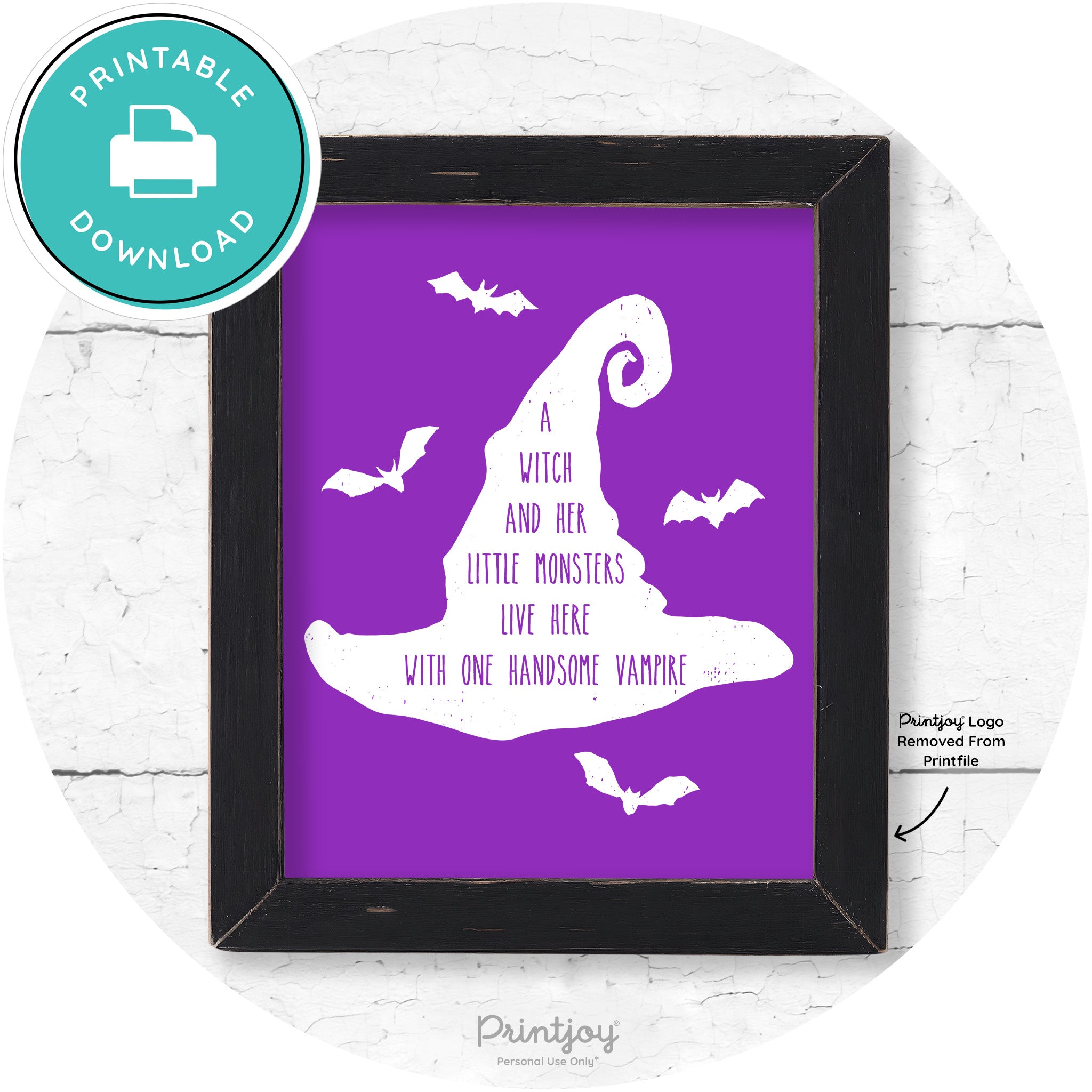 Fun Halloween Family Farmhouse Witch Hat Wall Art Free Printable - Printjoy