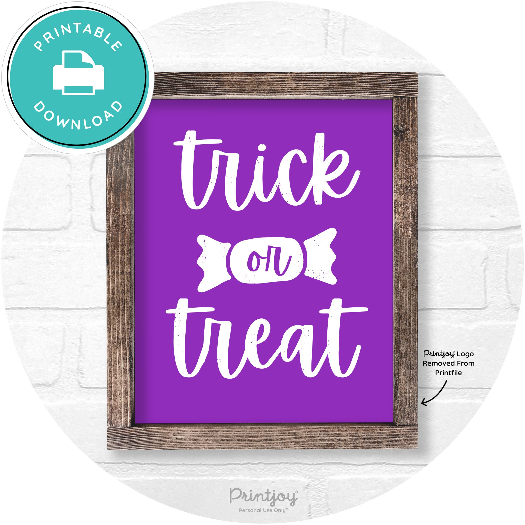 Trick Or Treat Halloween Rustic Farmhouse Wall Art Free Printable - Printjoy