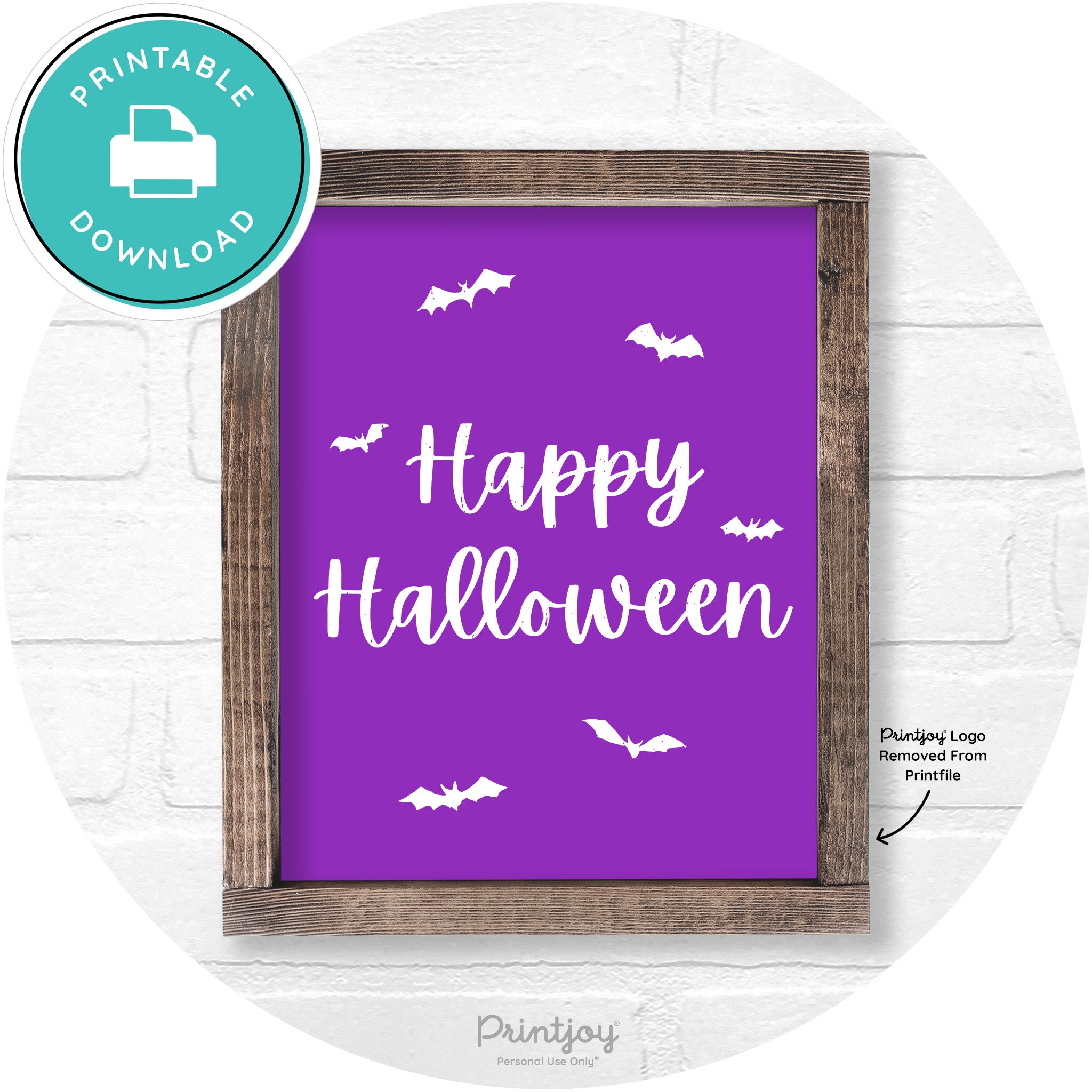 Happy Halloween Bats Rustic Farmhouse Wall Art Free Printable - Printjoy