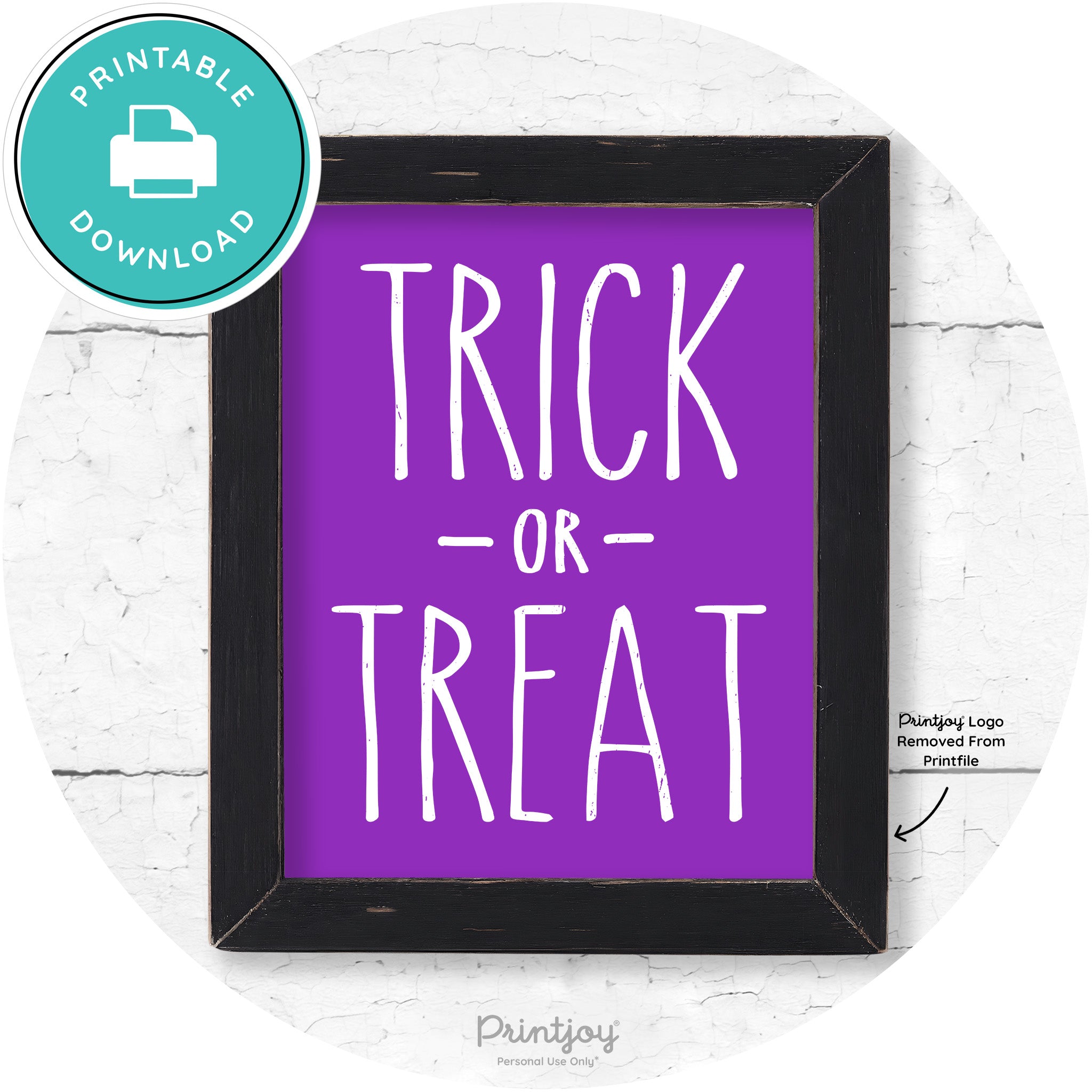 Trick Or Treat Lettering Farmhouse Halloween Wall Art Free Printable - Printjoy