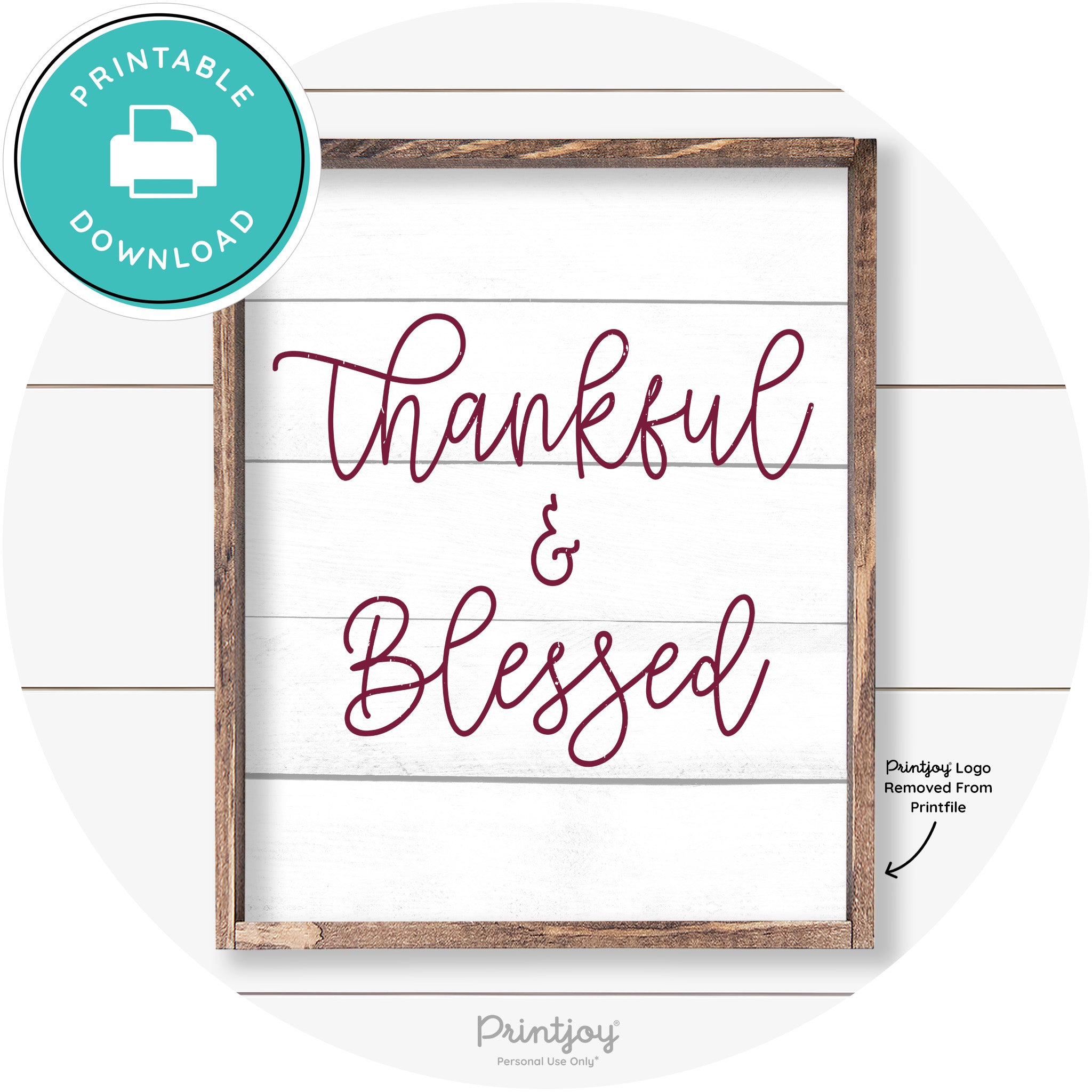 Thankful And Blessed Thanksgiving Farmhouse Wall Art Free Printable - Printjoy