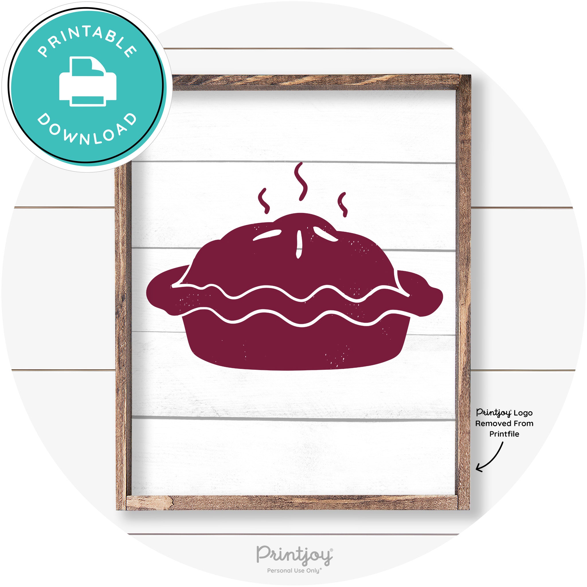 Pie Thanksgiving Desert Cute Farmhouse Wall Art Decor Free Printable - Printjoy