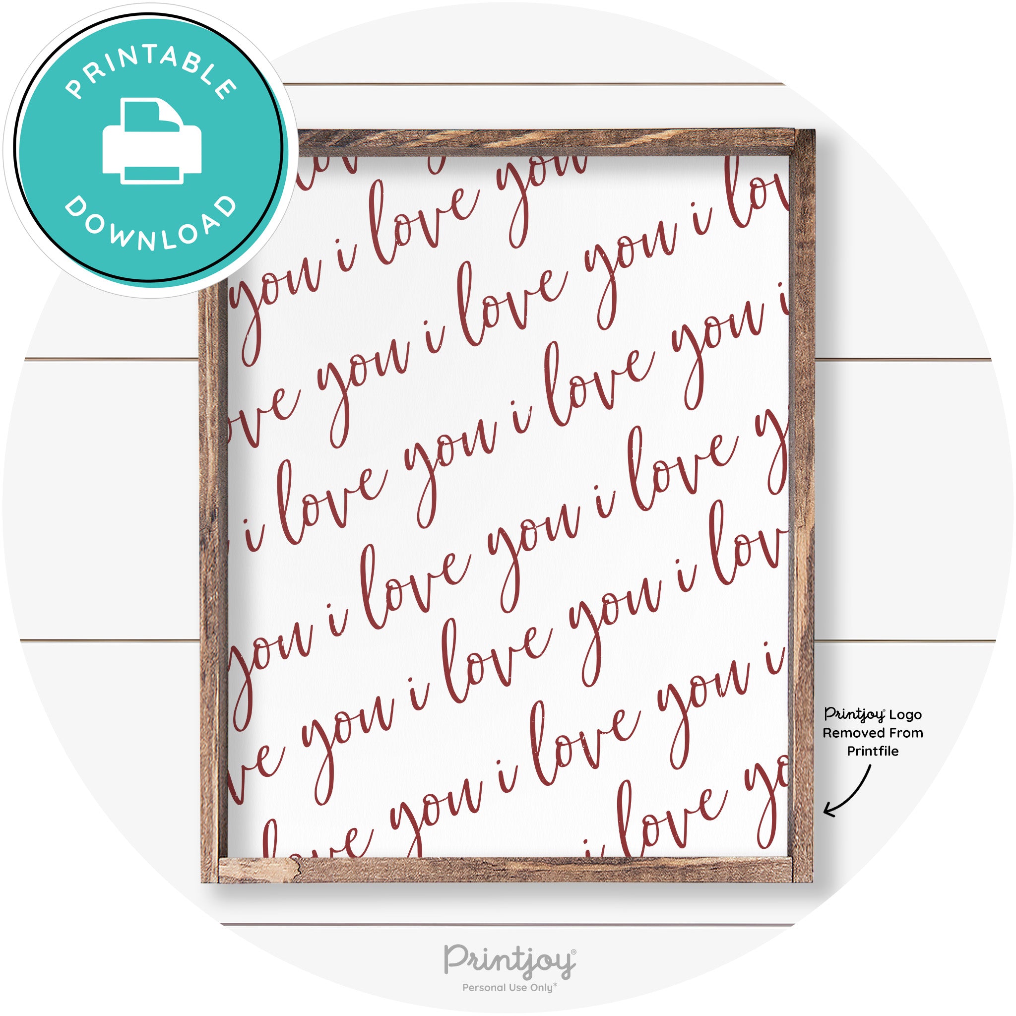 I Love You Pattern Cute Couples Farmhouse Wall Art Free Printable - Printjoy