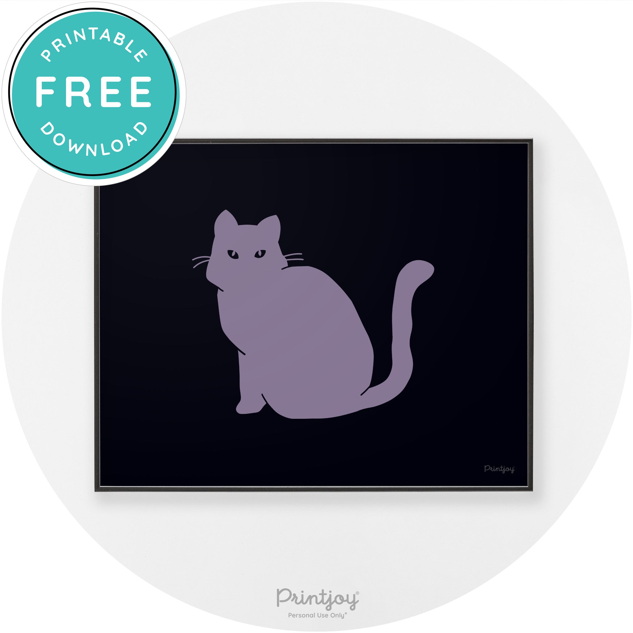 Halloween Spooky Cat Modern Chic Wall Art Decor Printable - Printjoy