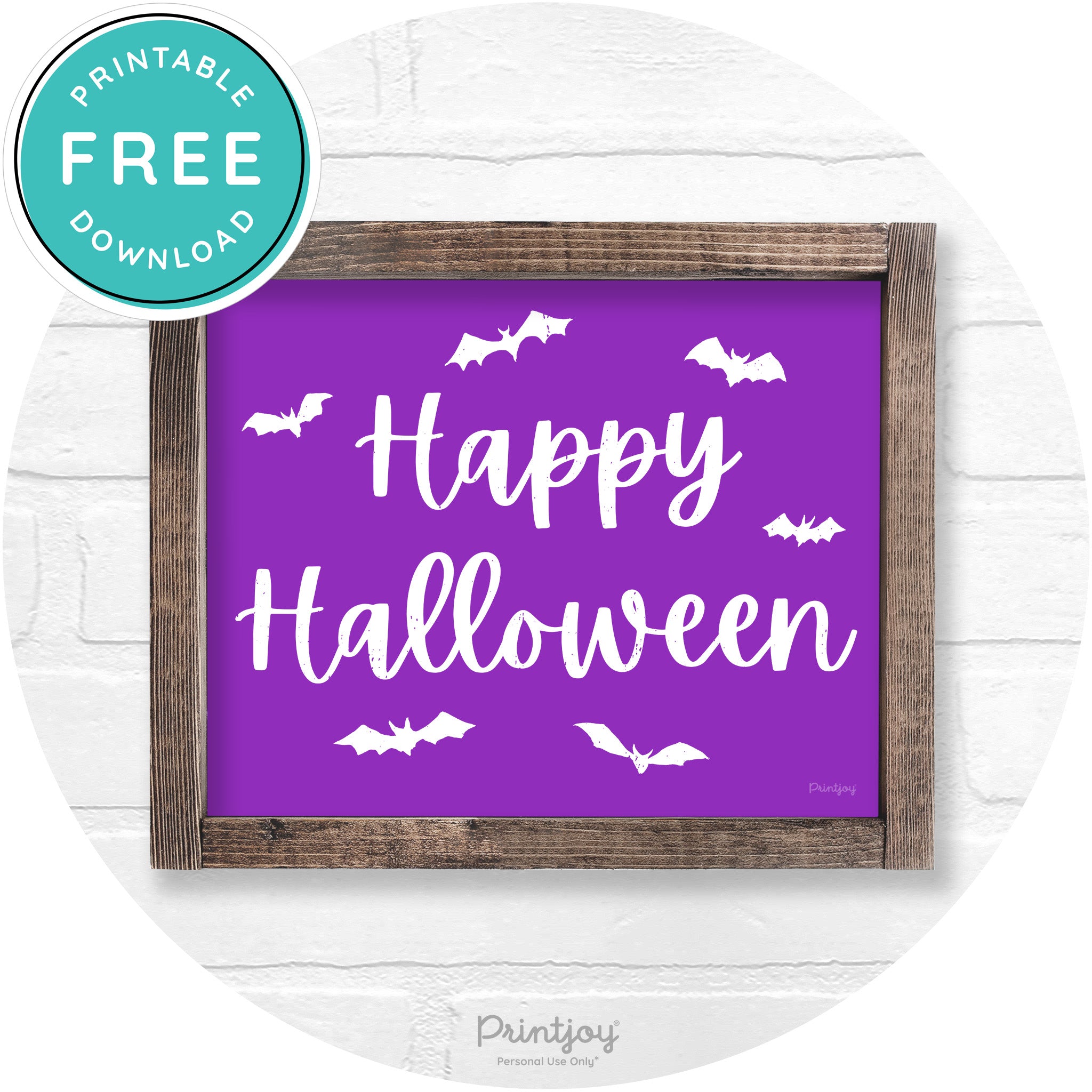 Happy Halloween Bats Rustic Farmhouse Wall Art Free Printable - Printjoy