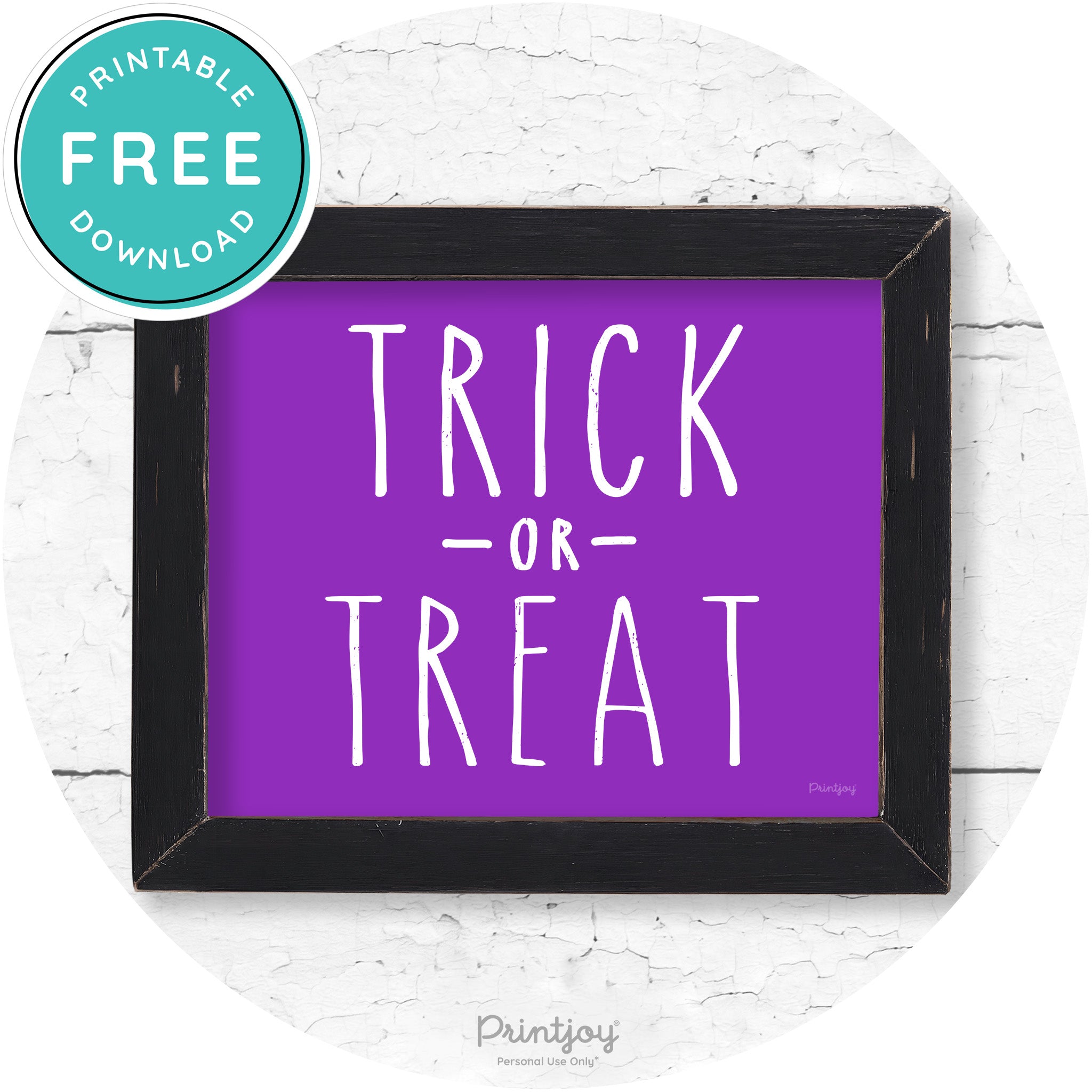 Trick Or Treat Lettering Farmhouse Halloween Wall Art Free Printable - Printjoy