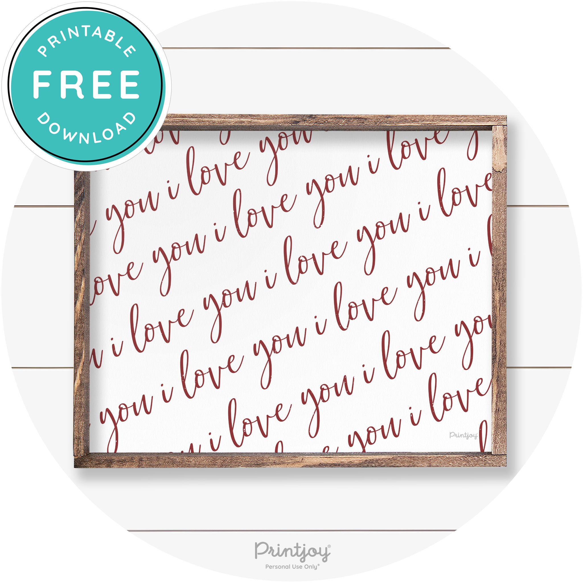 I Love You Pattern Cute Couples Farmhouse Wall Art Free Printable - Printjoy