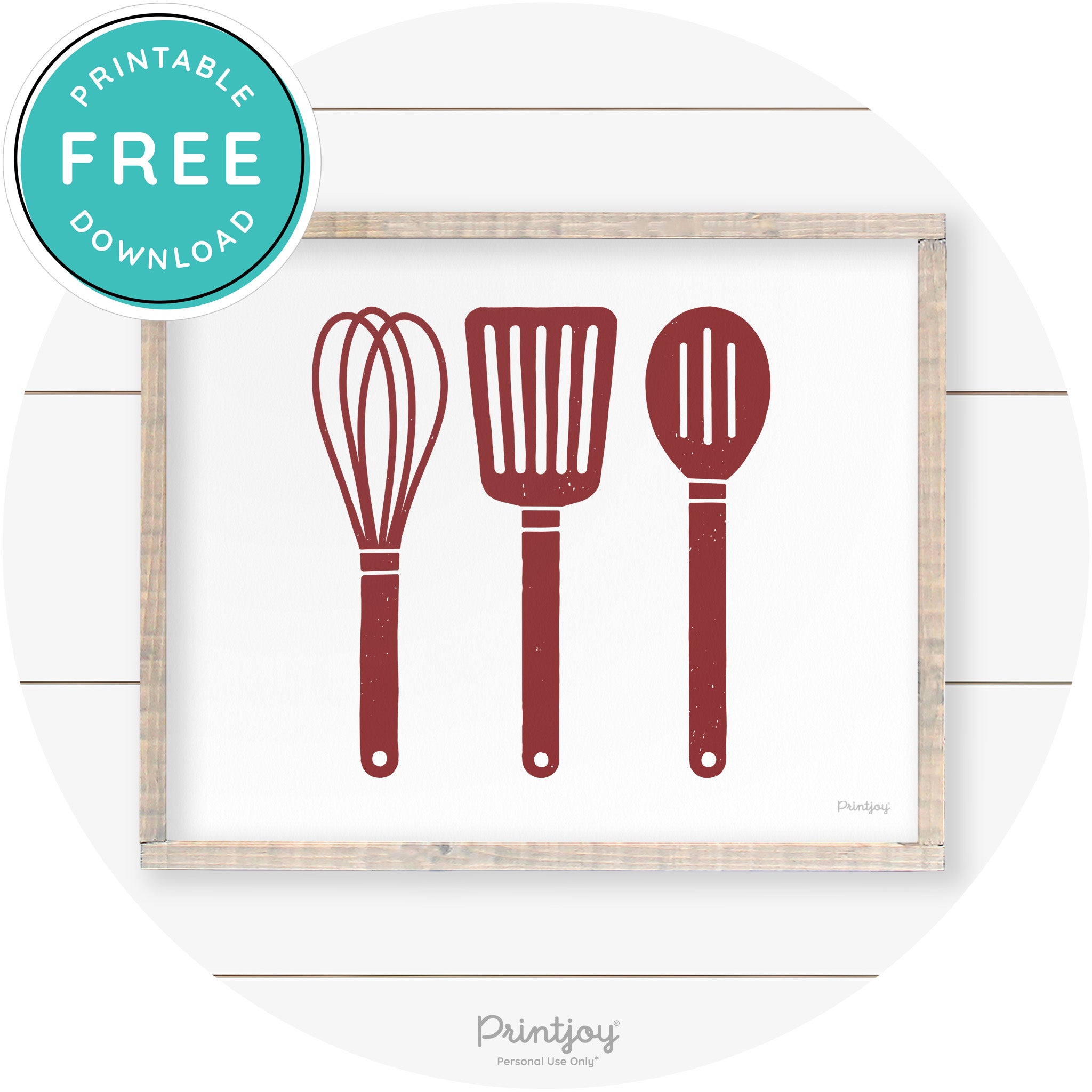 Whisk Spatula Spoon Kitchen Utensils Farmhouse Wall Art Free Printable - Printjoy