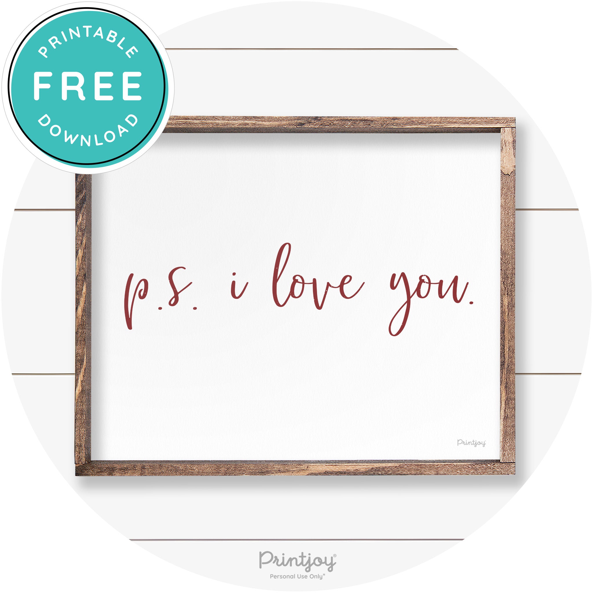 P.S. I Love You Cute Couples Farmhouse Wall Art Decor Free Printable - Printjoy