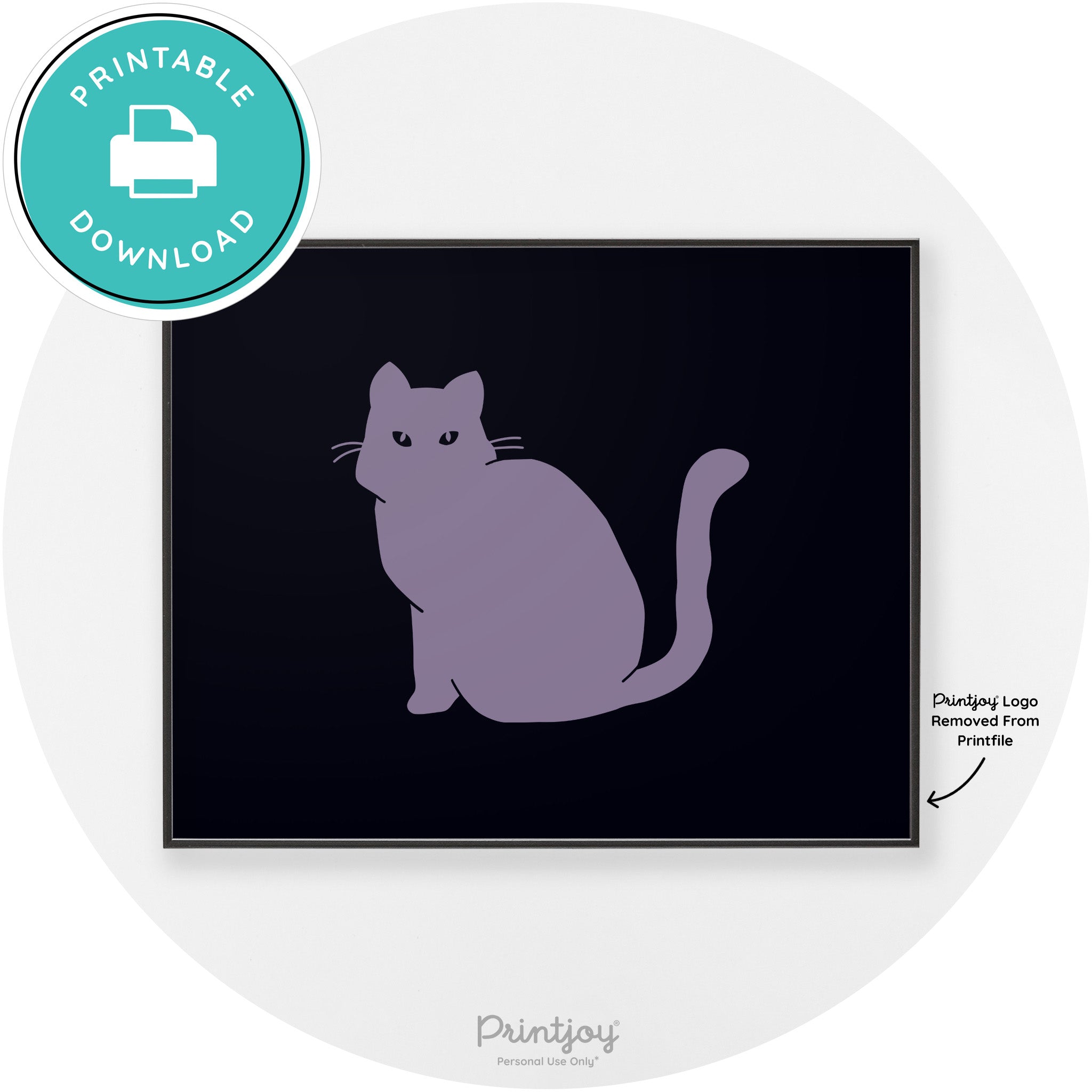 Halloween Spooky Cat Modern Chic Wall Art Decor Printable - Printjoy