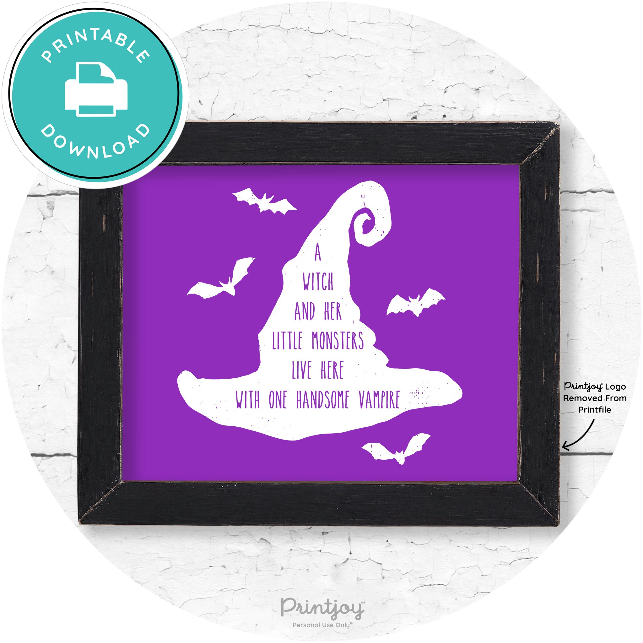 Fun Halloween Family Farmhouse Witch Hat Wall Art Free Printable - Printjoy