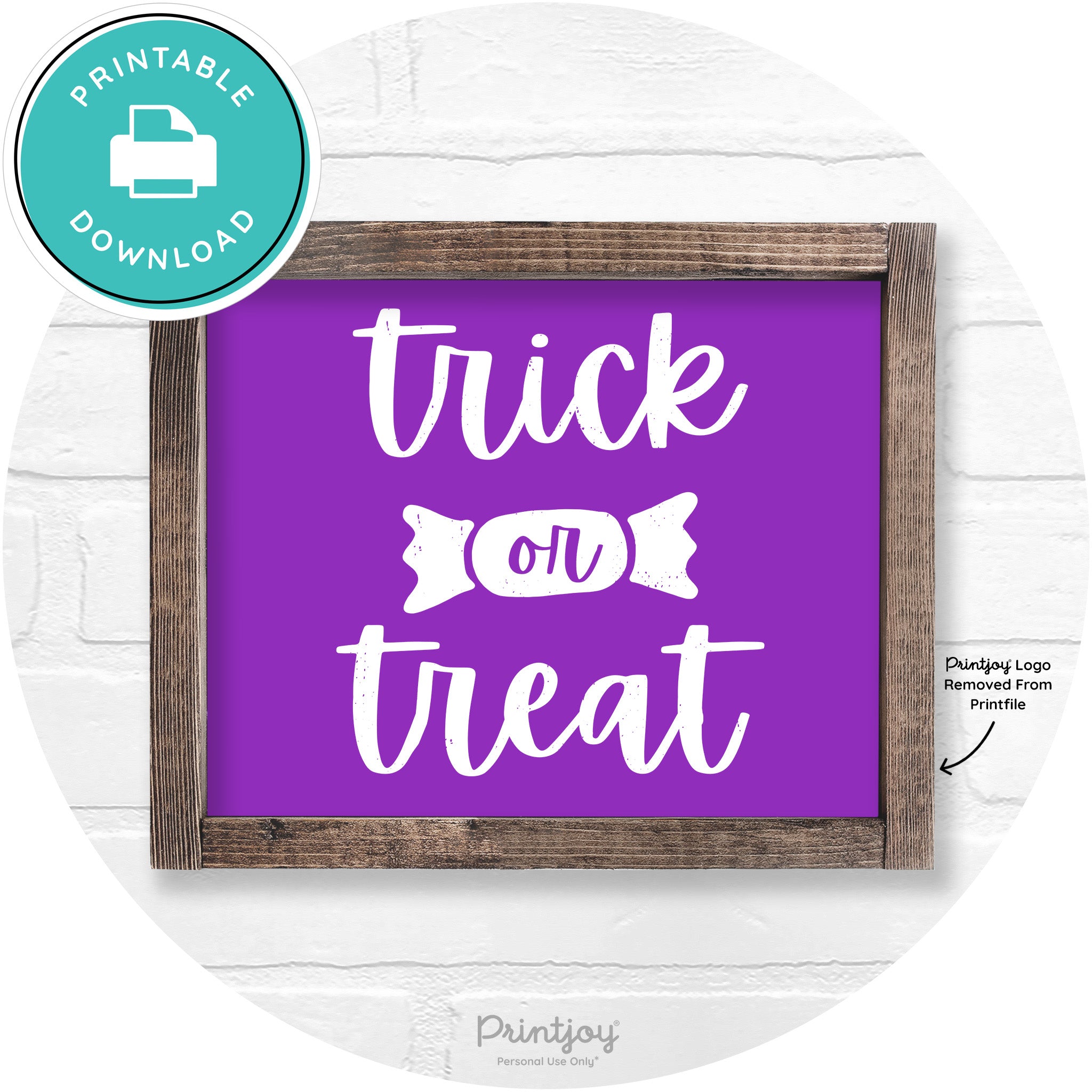 Trick Or Treat Halloween Rustic Farmhouse Wall Art Free Printable - Printjoy