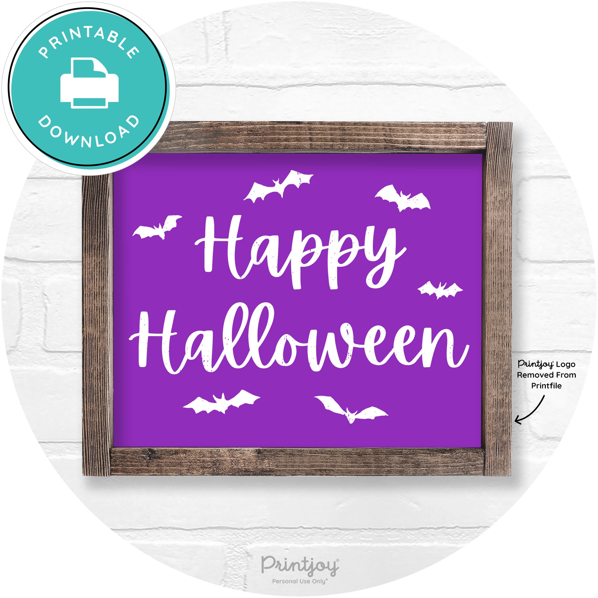 Happy Halloween Bats Rustic Farmhouse Wall Art Free Printable - Printjoy