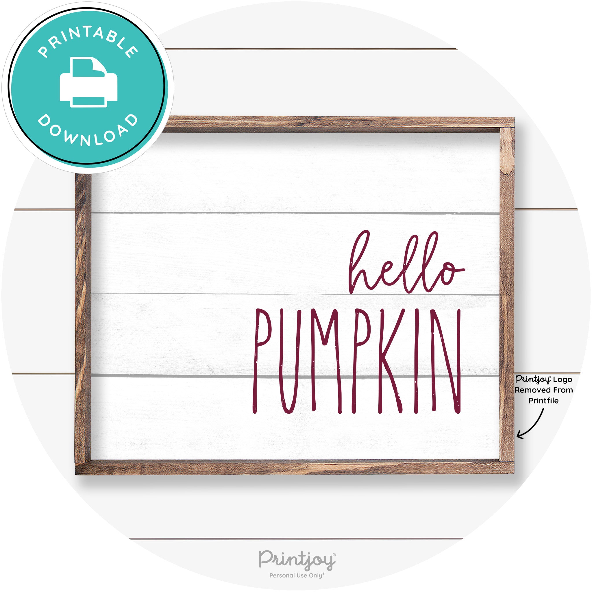 Hello Pumpkin Cute Fun Simple Farmhouse Wall Art Free Printable - Printjoy