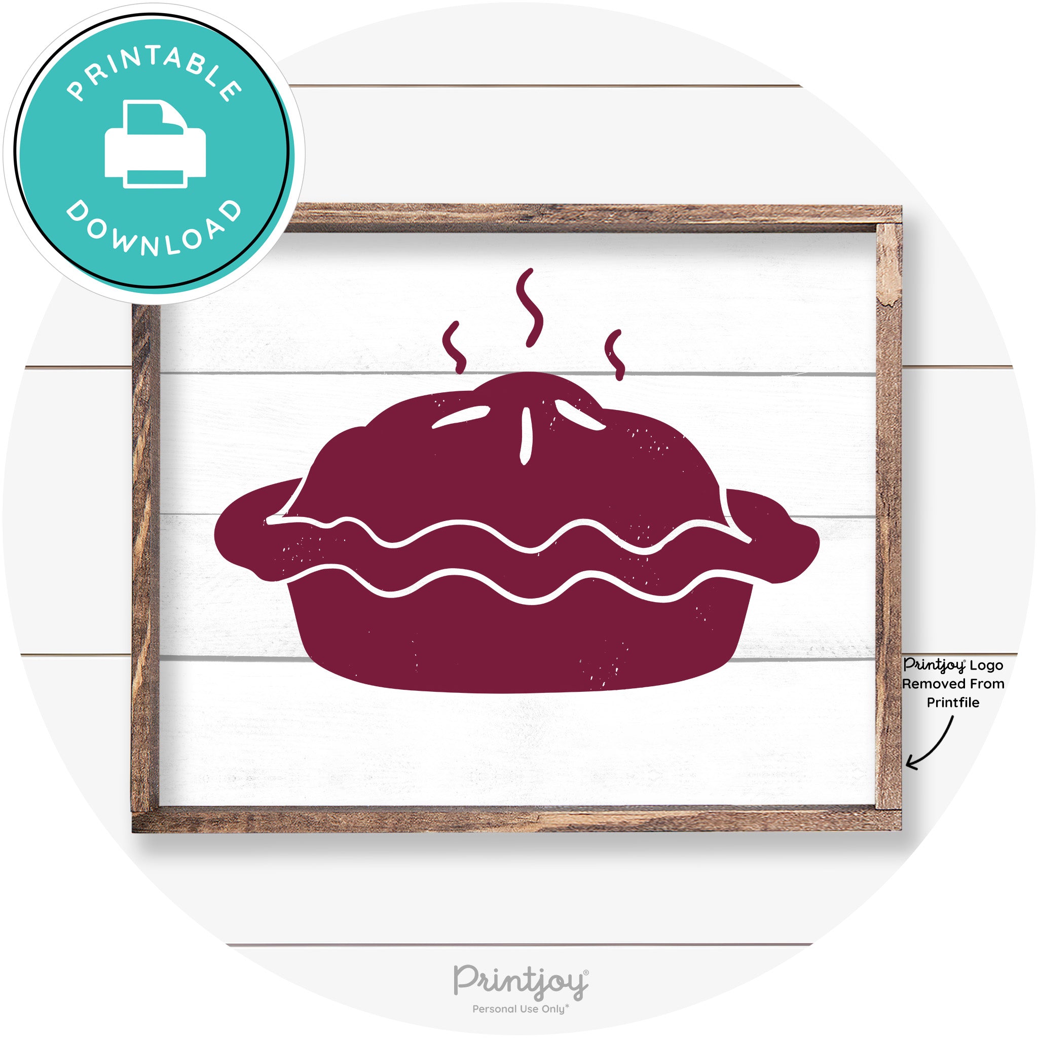 Pie Thanksgiving Desert Cute Farmhouse Wall Art Decor Free Printable - Printjoy