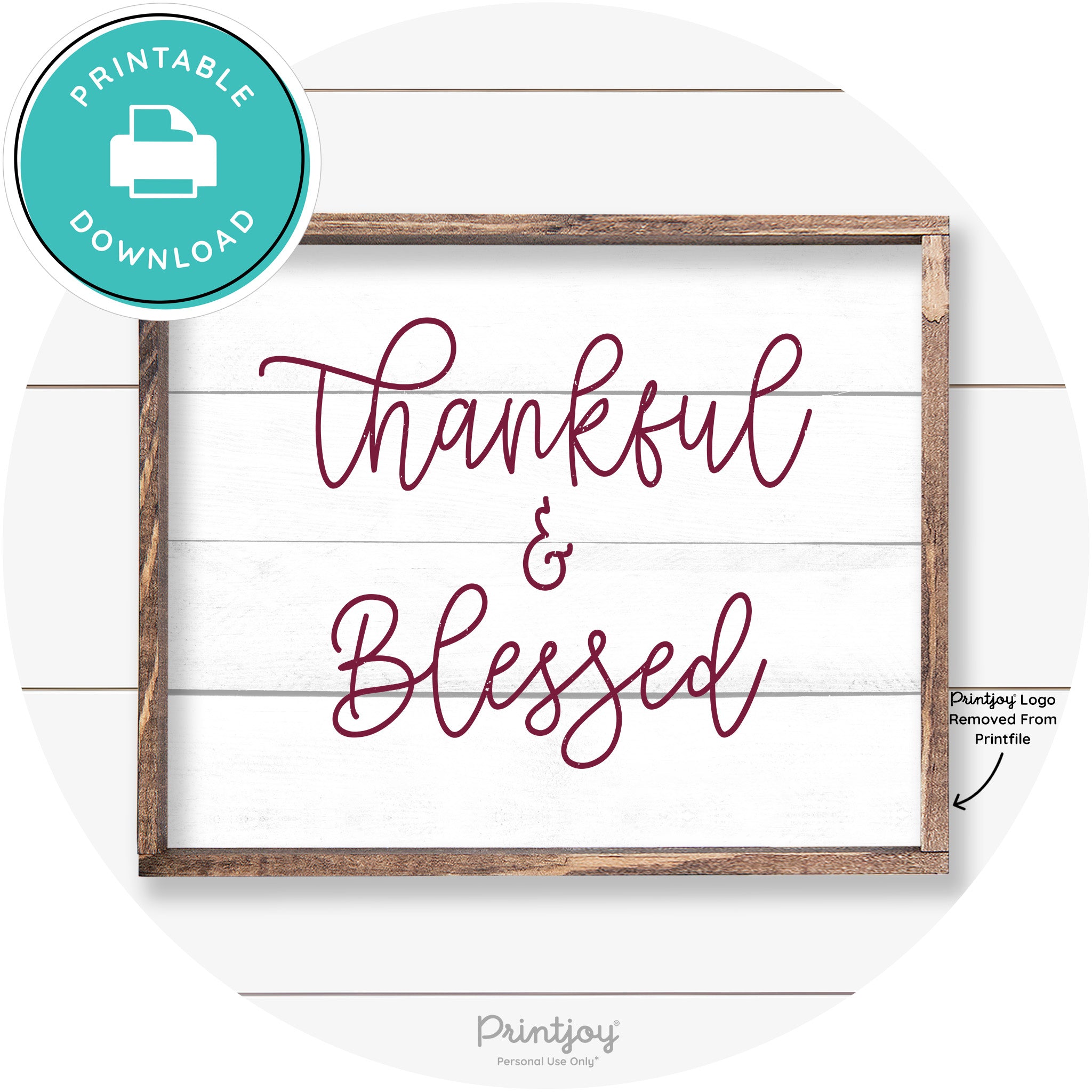 Thankful And Blessed Thanksgiving Farmhouse Wall Art Free Printable - Printjoy