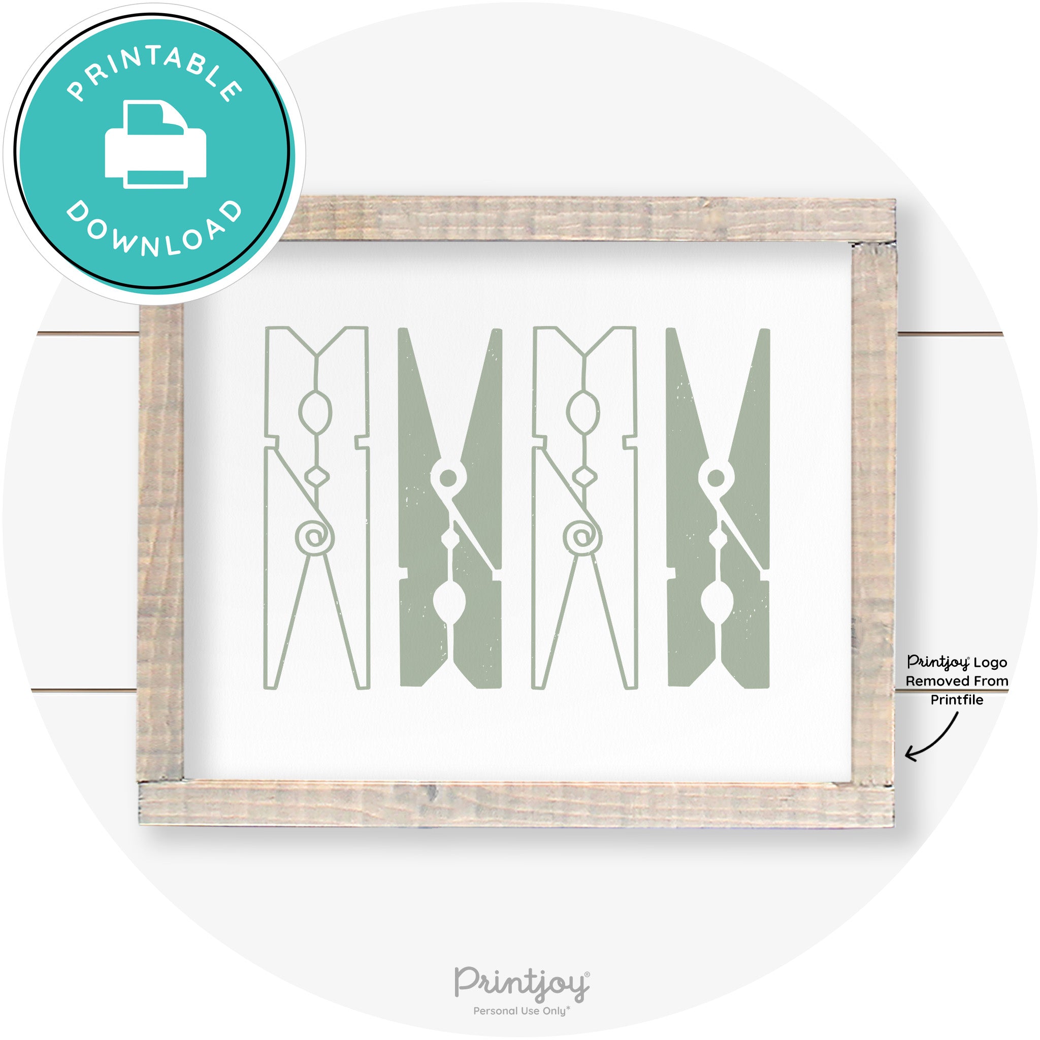 Clothespins Cute Laundry Room Farmhouse Wall Art Free Printable - Printjoy