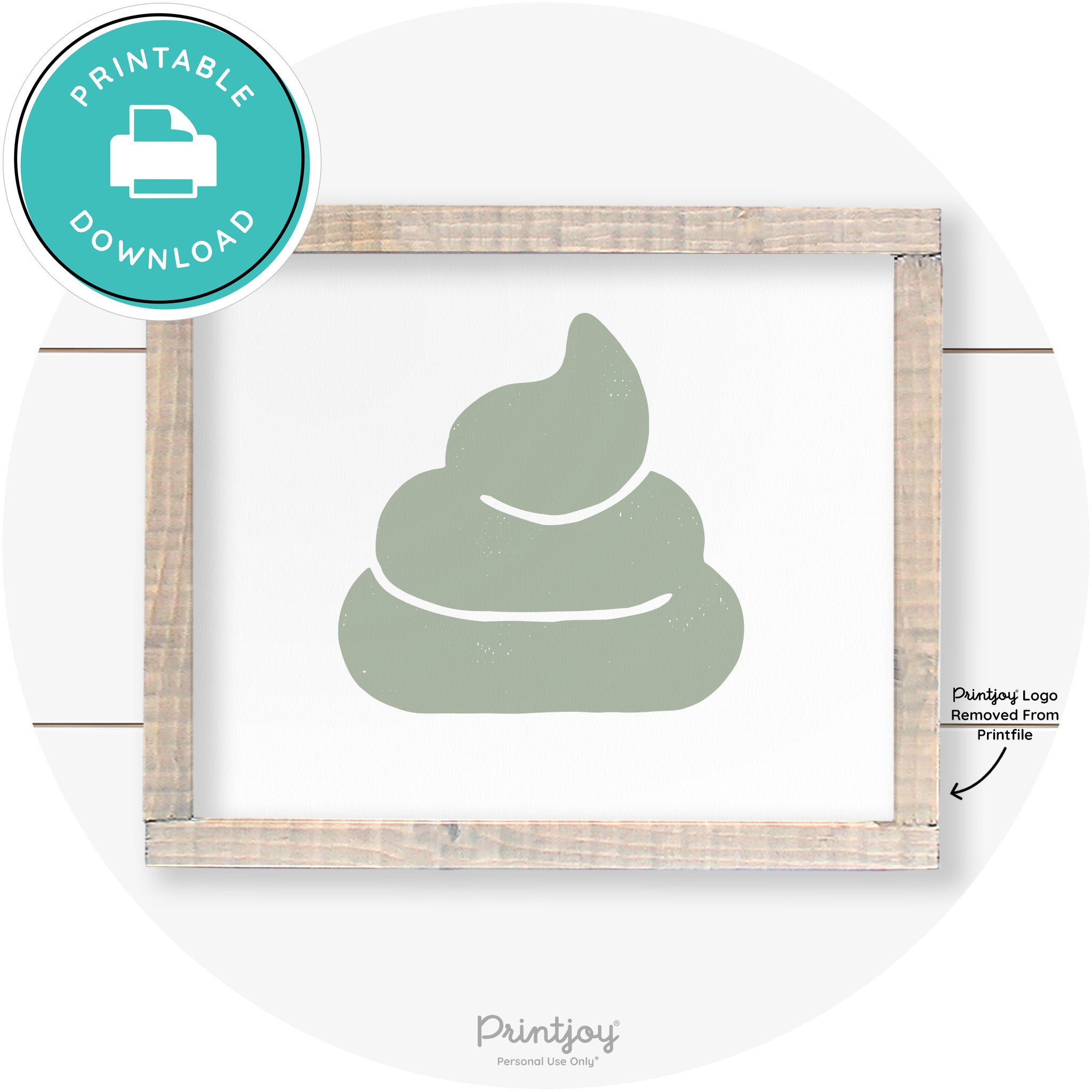 Poop Emoji Silhouette Funny Bathroom Sign Wall Art Free Printable - Printjoy