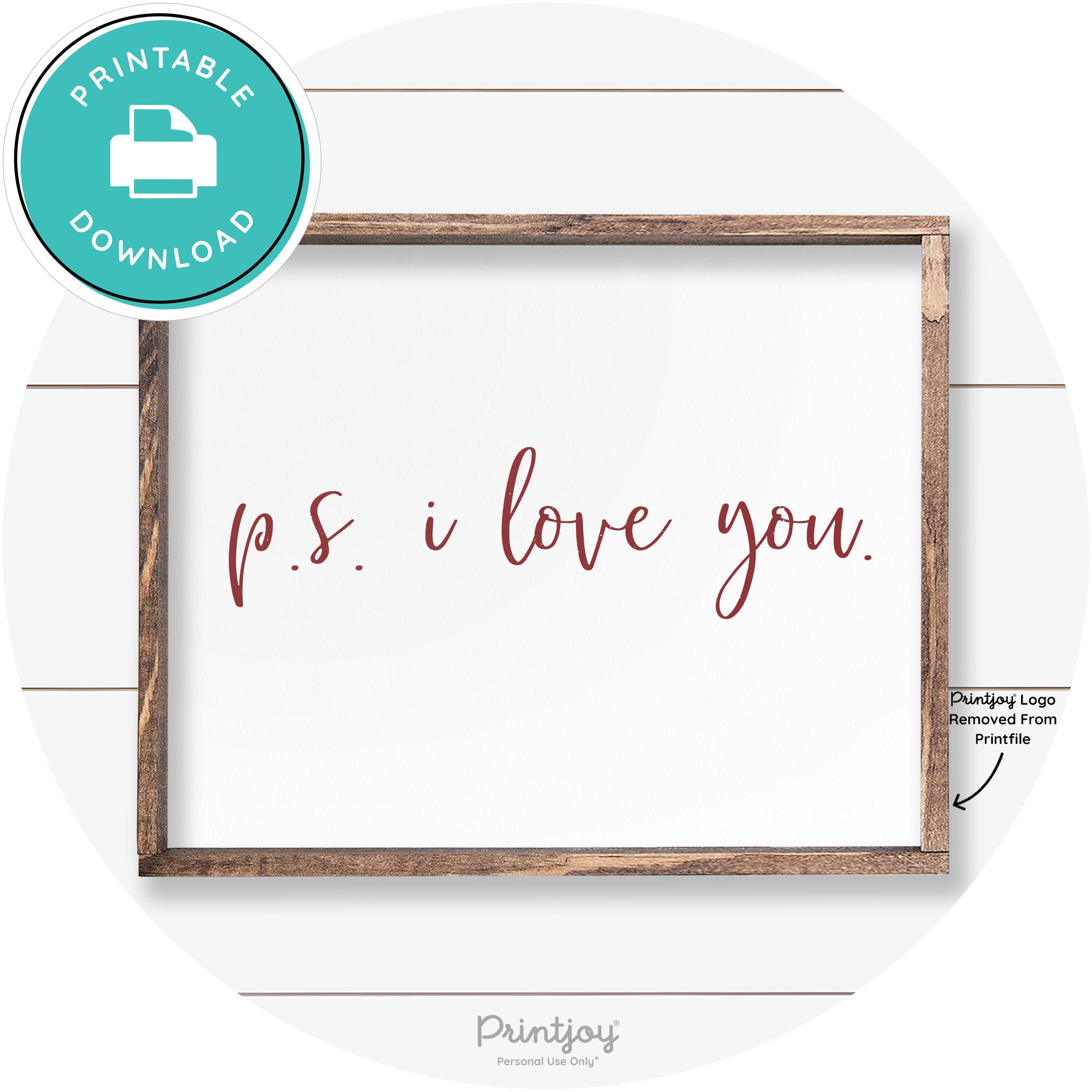 P.S. I Love You Cute Couples Farmhouse Wall Art Decor Free Printable - Printjoy