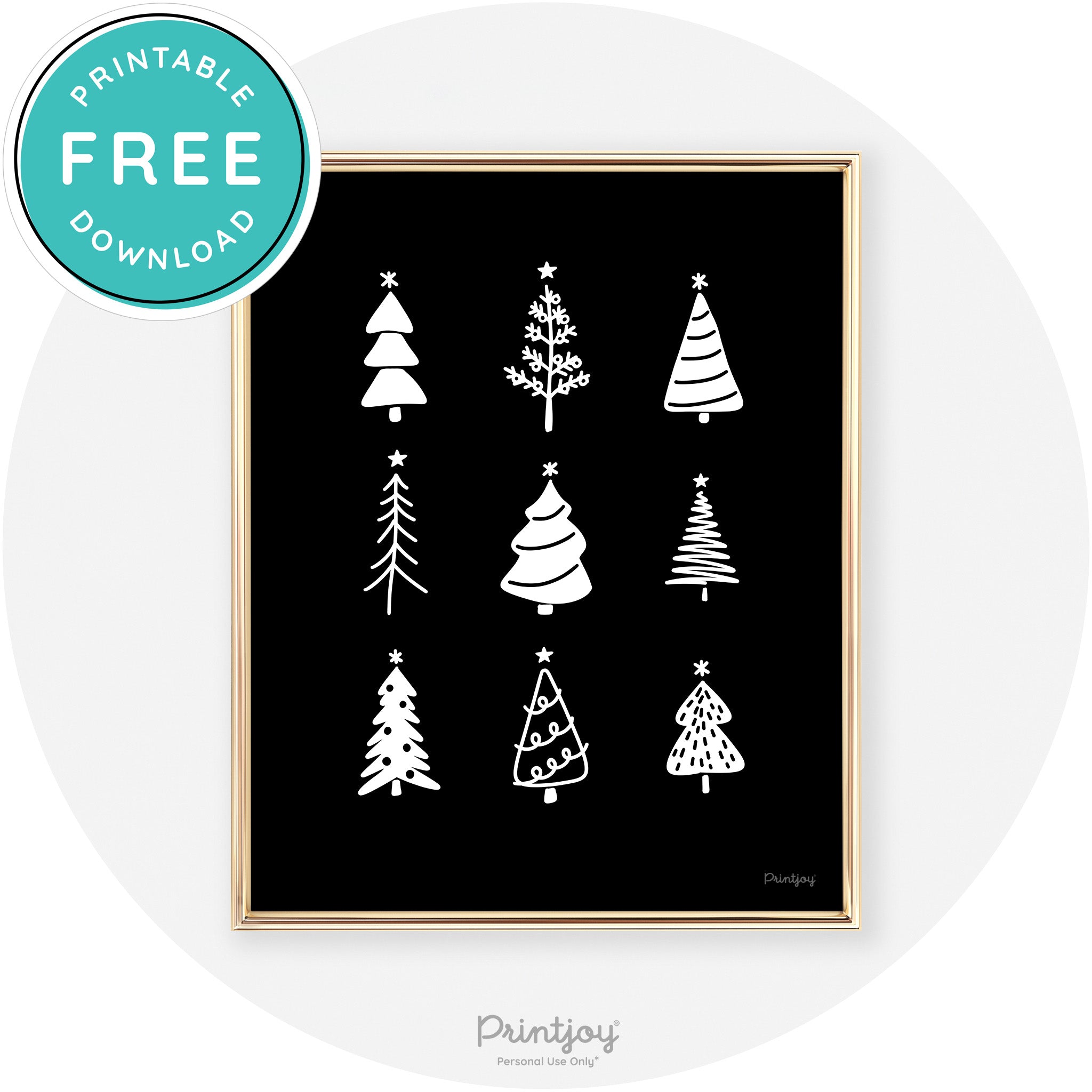 Christmas Trees Cute Modern Chic Wall Art Decor Free Printable - Printjoy