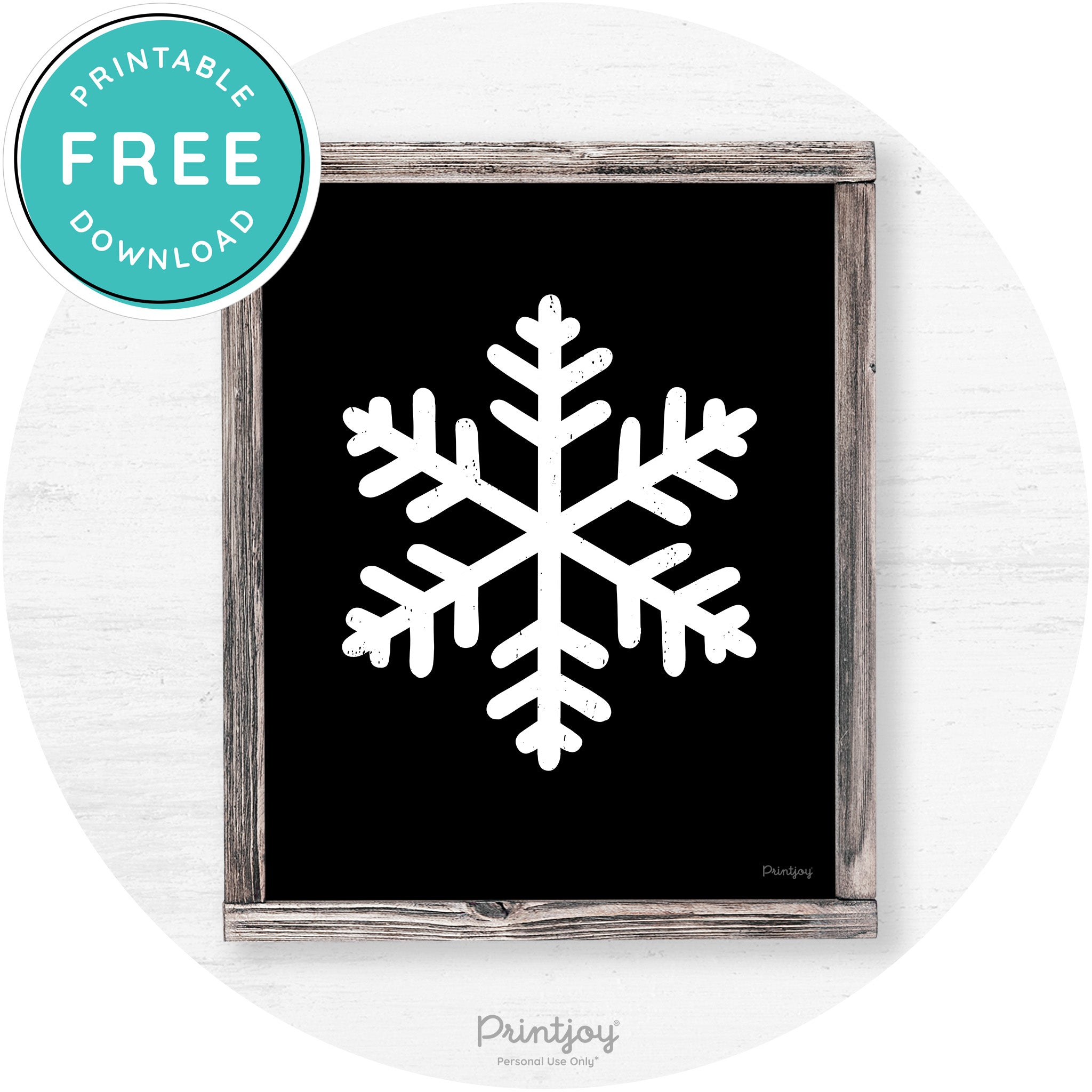 Snowflake Silhouette Winter Farmhouse Wall Art Decor Free Printable - Printjoy