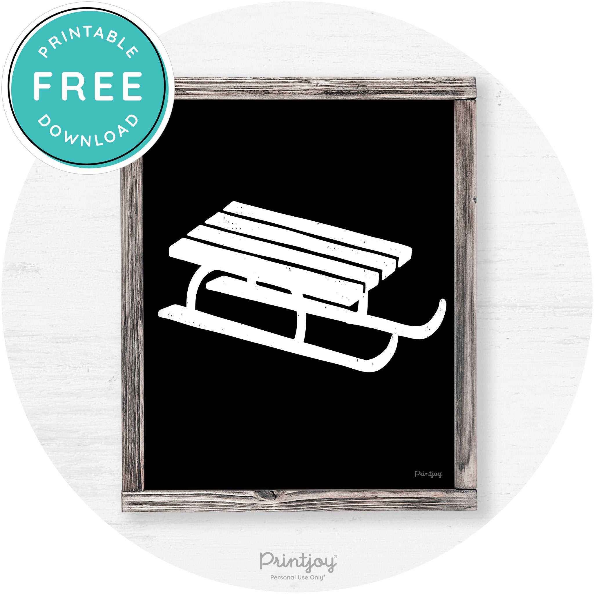 Winter Old Fashioned Sled Rustic Farmhouse Wall Art Free Printable - Printjoy