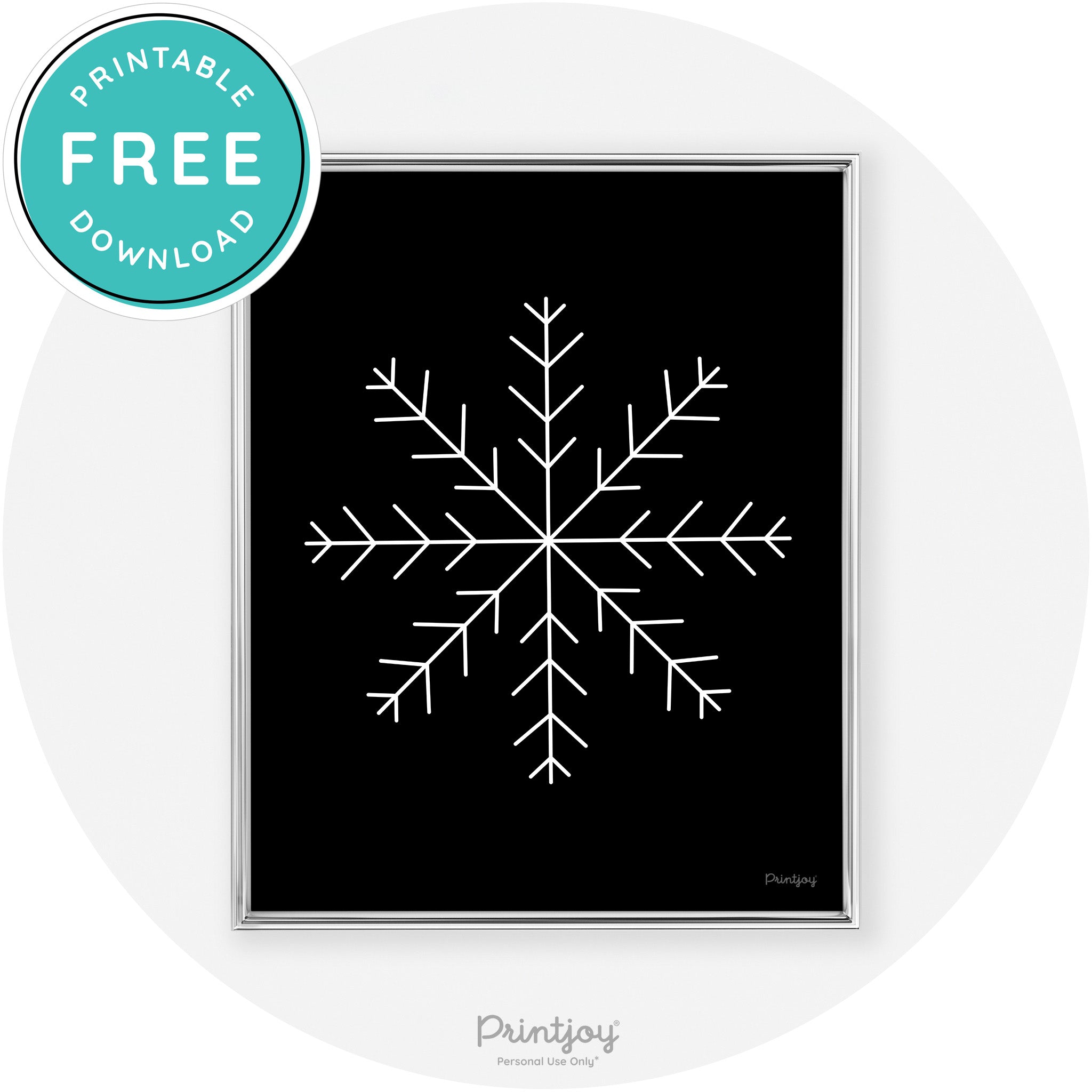 Snowflake Line Art Cute Winter Modern Chic Wall Art Free Printable - Printjoy