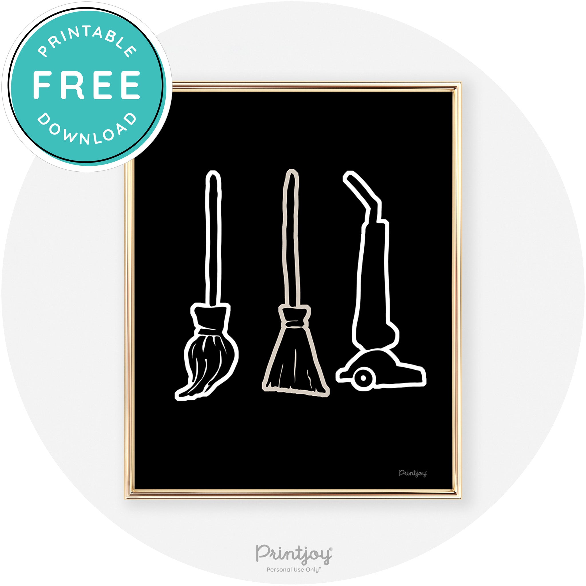 Witch Brooms Fun Cute Chic Halloween Wall Art Decor Free Printable - Printjoy