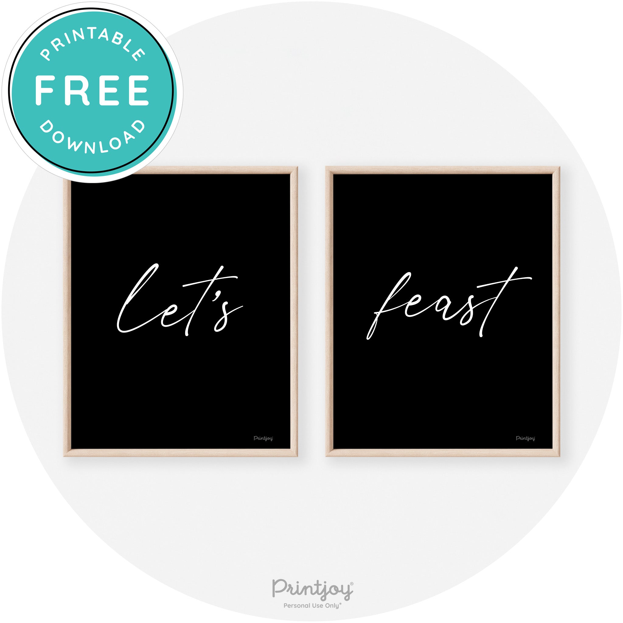 Let's Feast Set Of 2 Thanksgiving Transitional Wall Art Free Printable - Printjoy