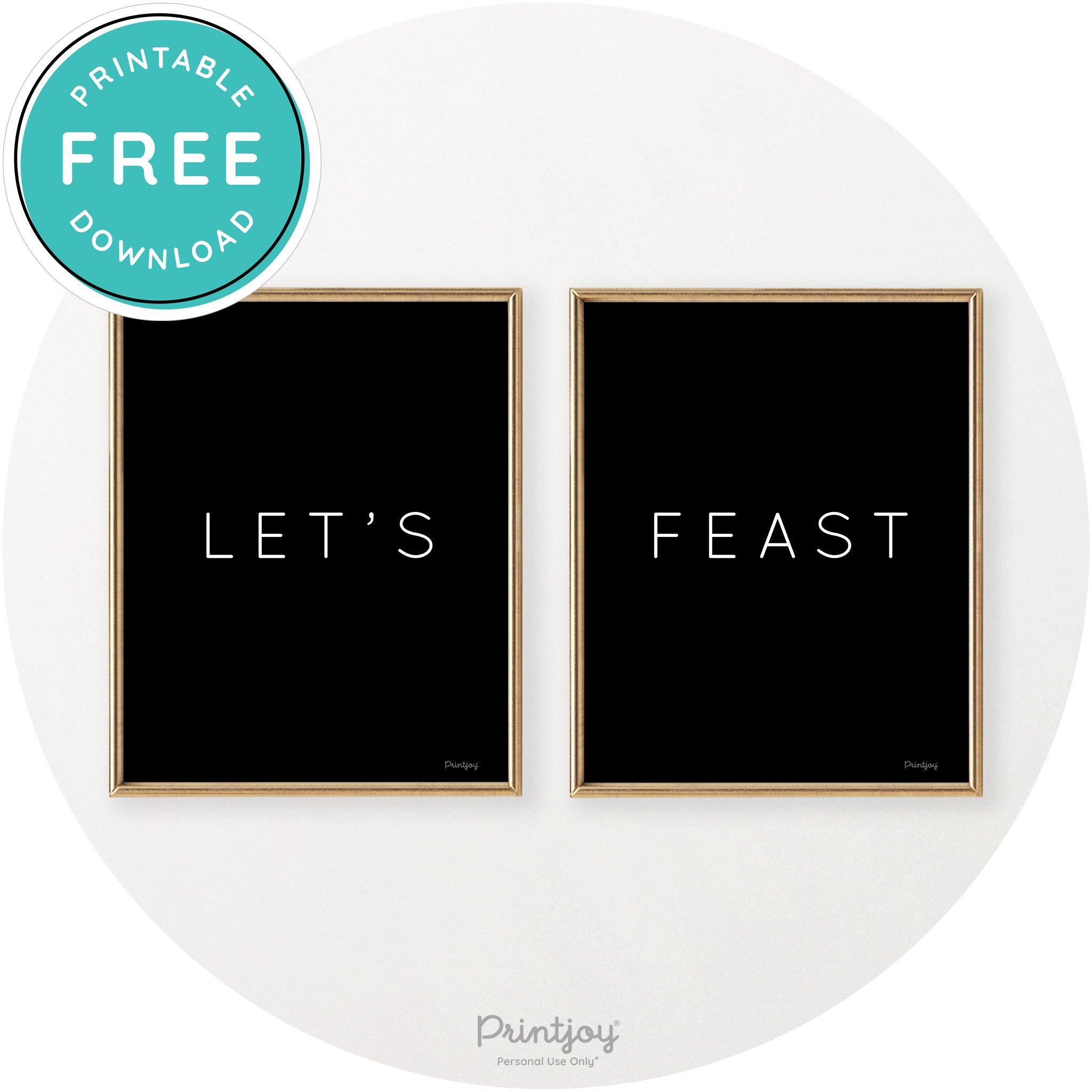 Let's Feast Set Of 2 Thanksgiving Chic Wall Art Decor Free Printable - Printjoy