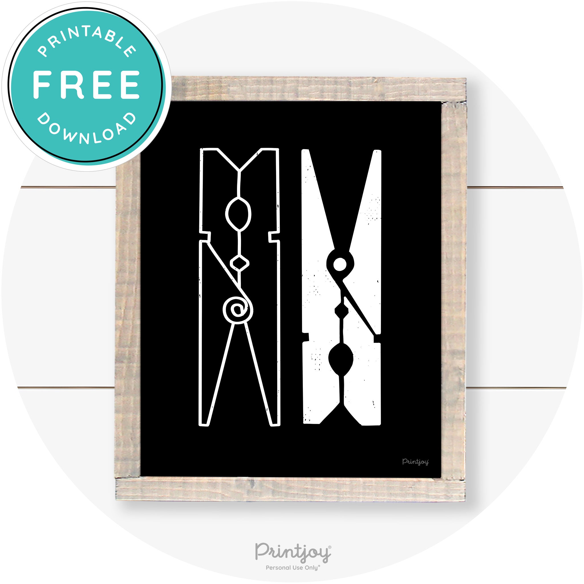 Clothespins Cute Laundry Room Farmhouse Wall Art Free Printable - Printjoy