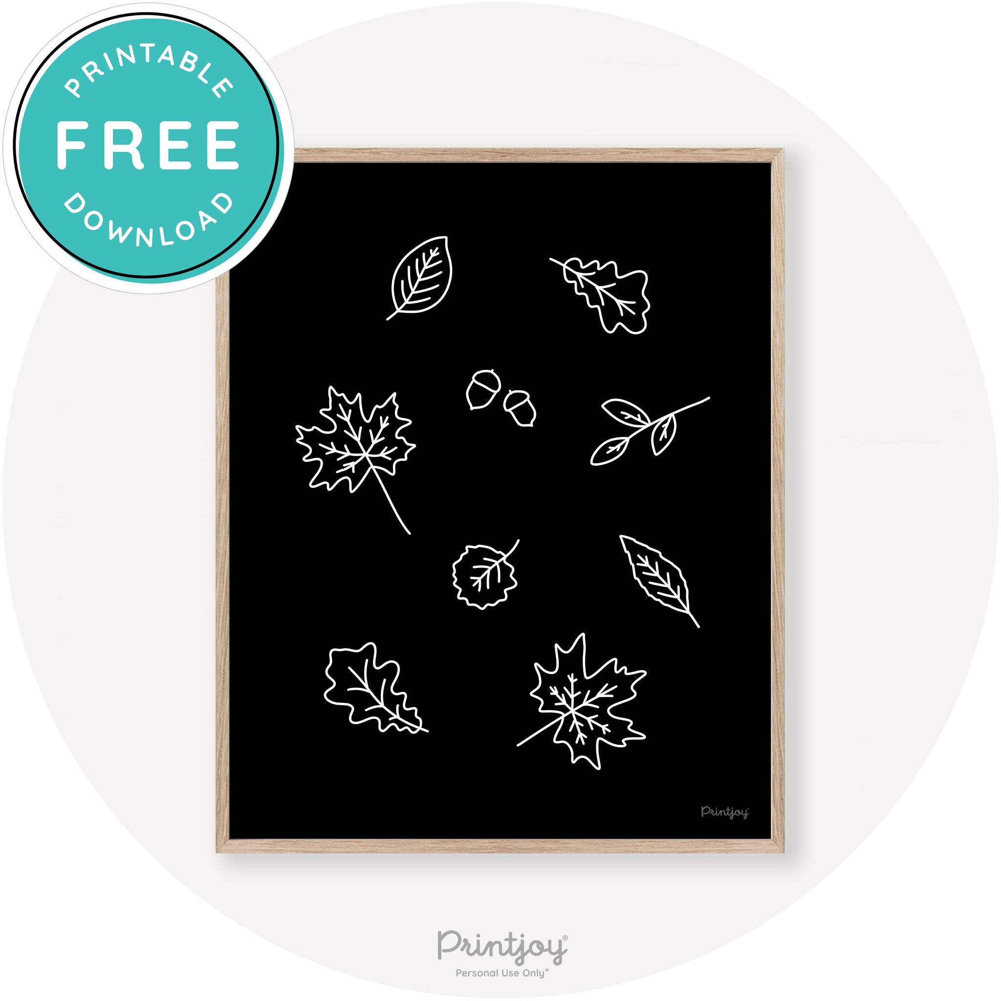 Fall Leaves Line Art Cute Fall Modern Chic Wall Art Free Printable - Printjoy