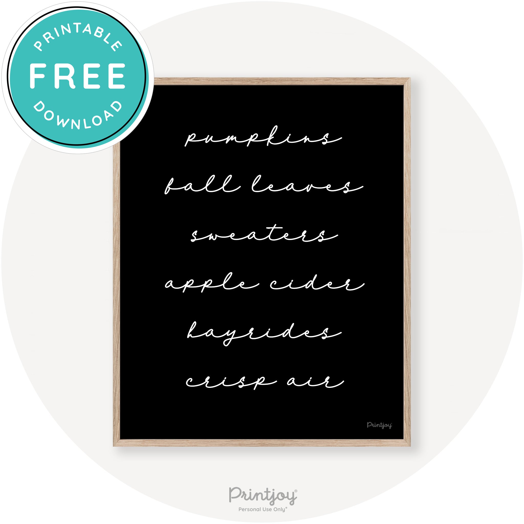 Fall Favorite Things Cute Modern Chic Decor Wall Art Free Printable - Printjoy