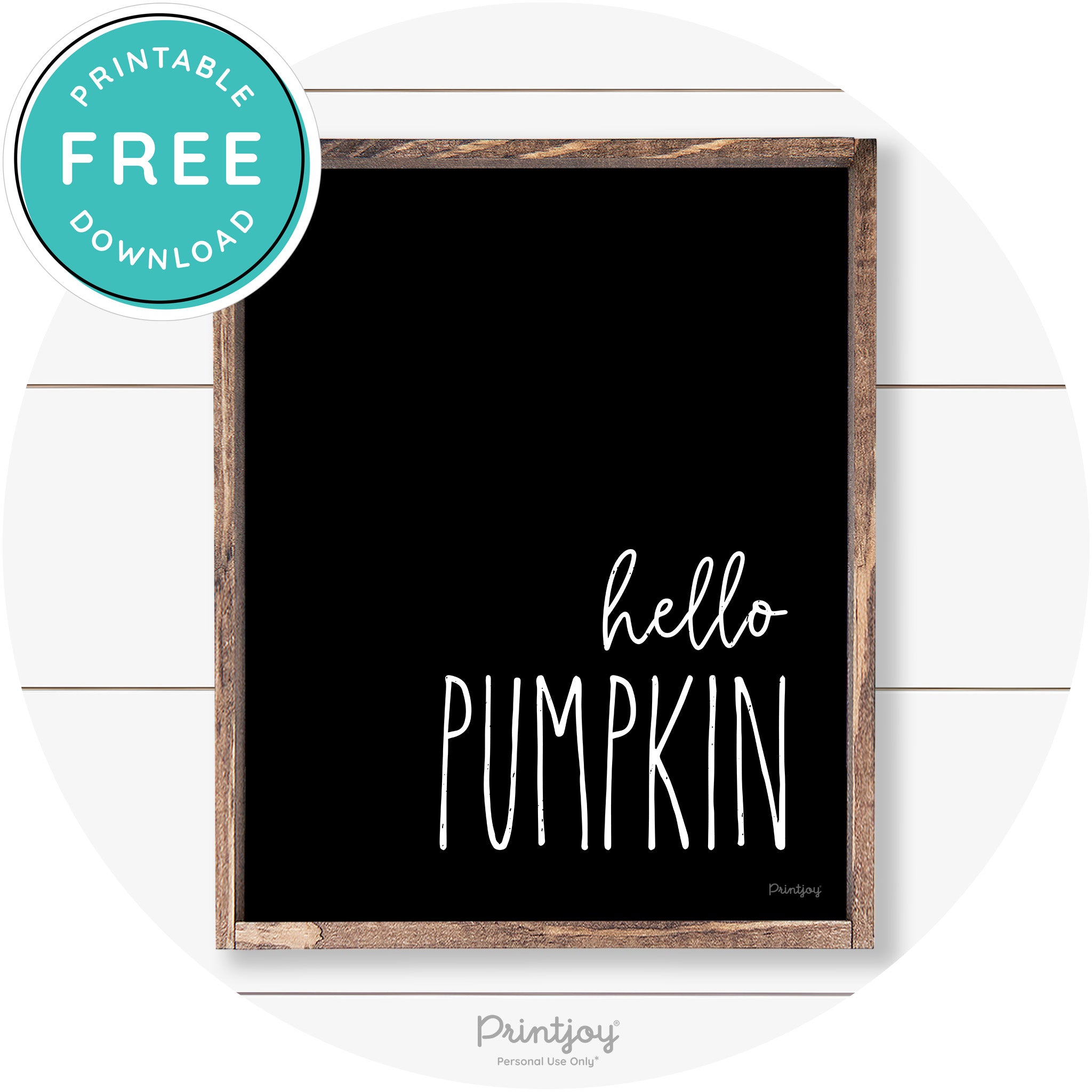 Hello Pumpkin Cute Fun Simple Farmhouse Wall Art Free Printable - Printjoy
