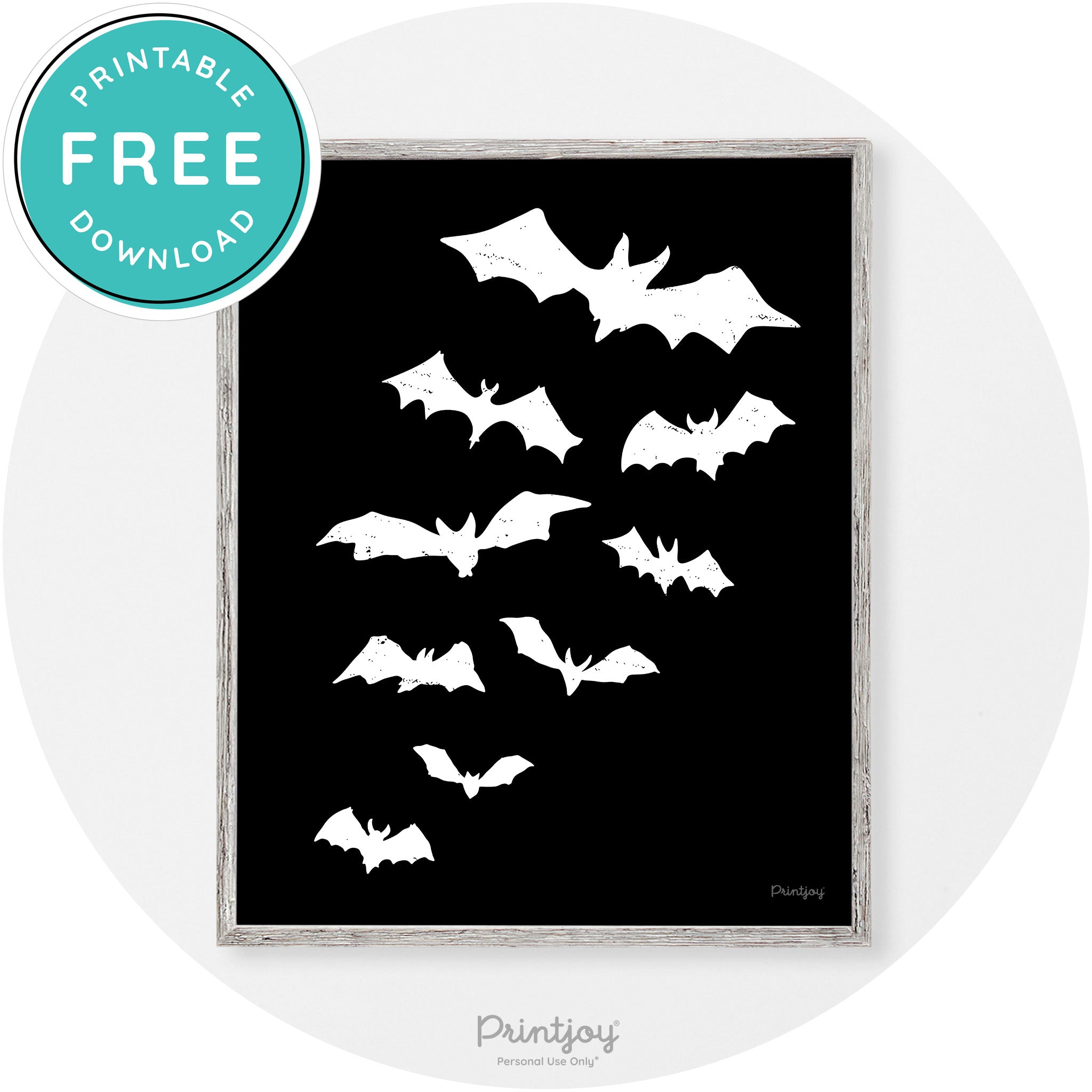 Halloween Bats Silhouette Modern Vintage Wall Art Free Printable - Printjoy