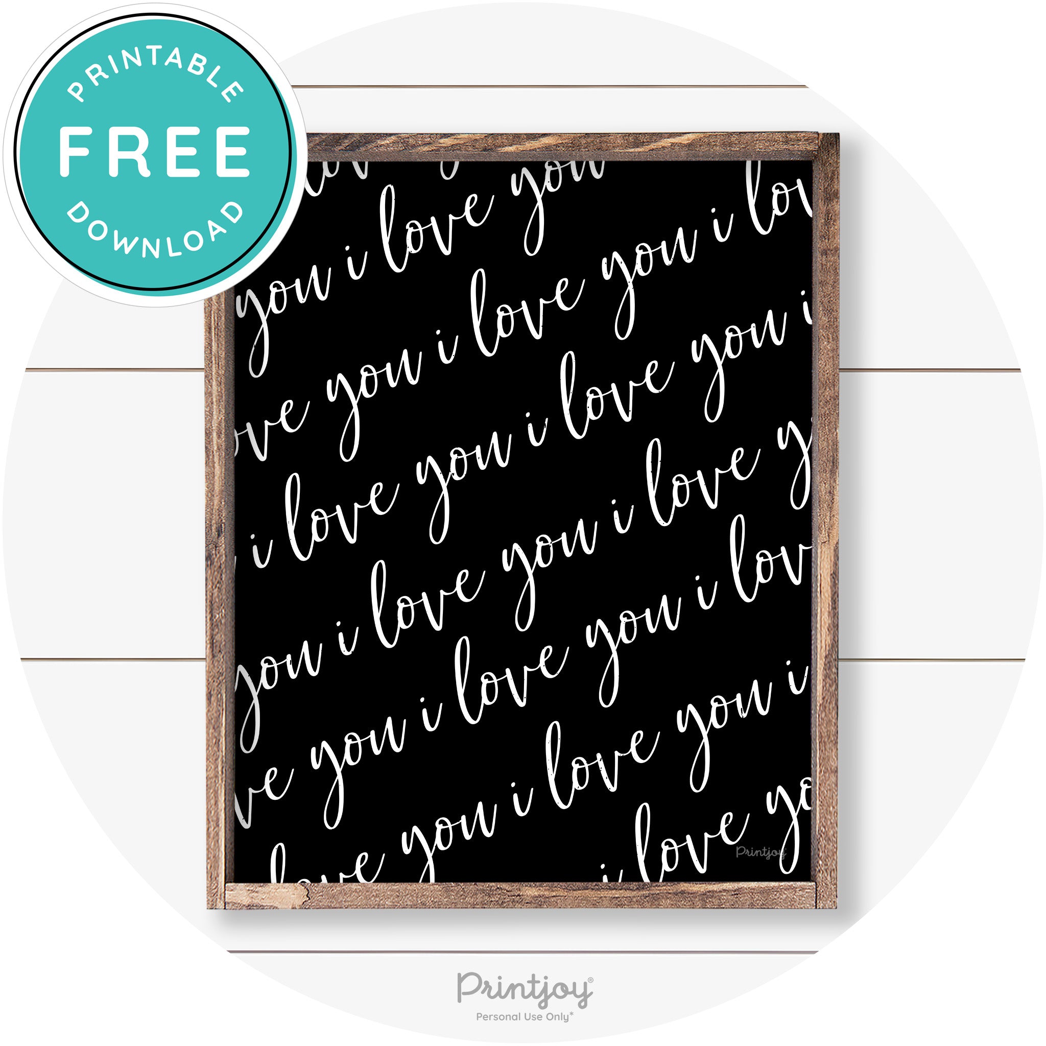 I Love You Pattern Cute Couples Farmhouse Wall Art Free Printable - Printjoy