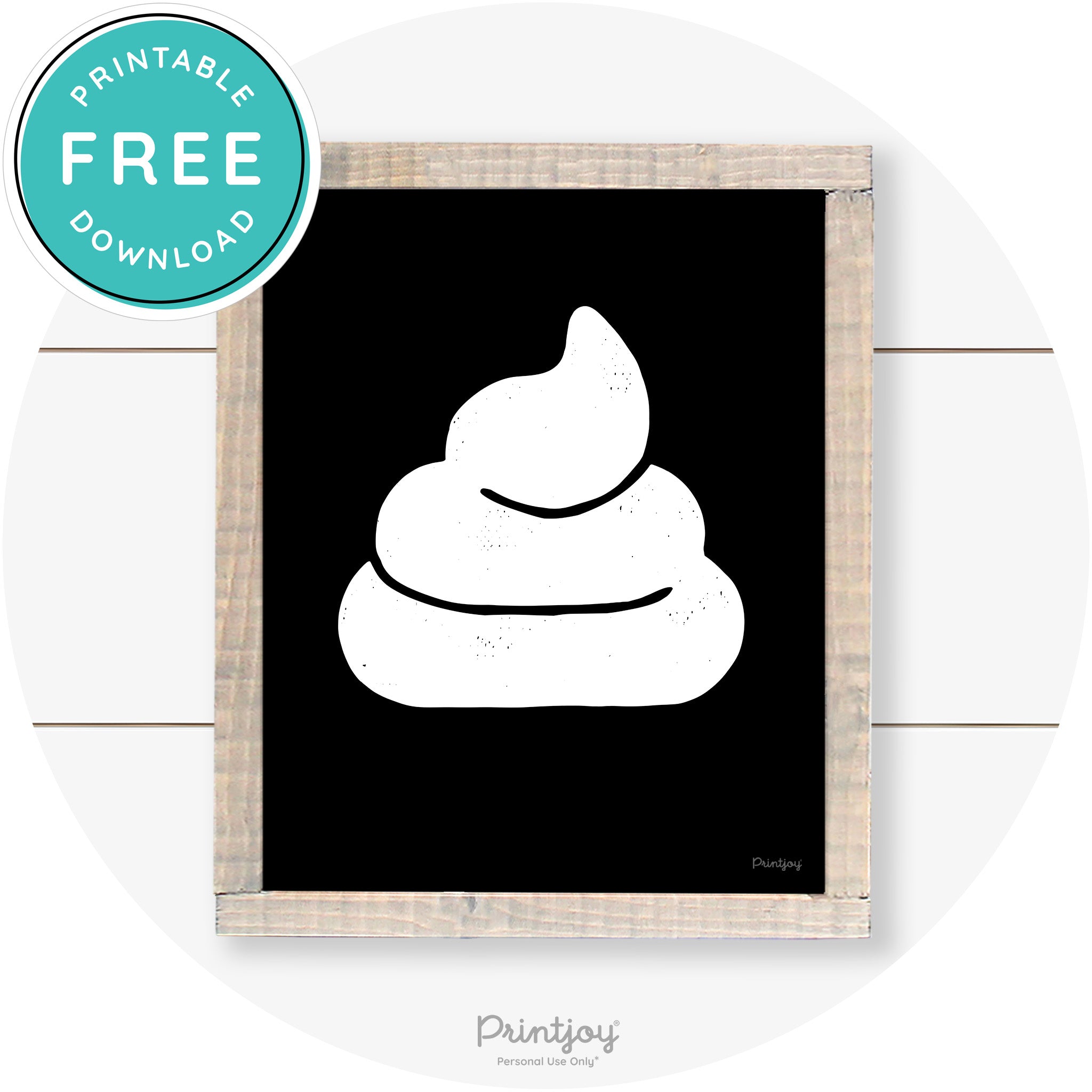Poop Emoji Silhouette Funny Bathroom Sign Wall Art Free Printable - Printjoy