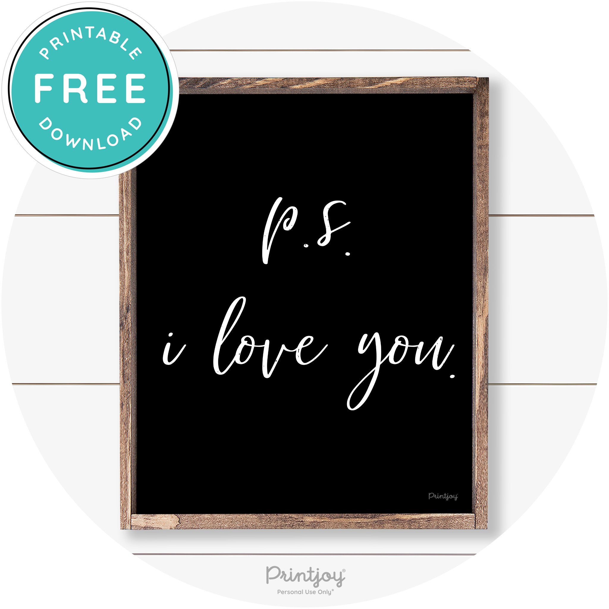 P.S. I Love You Cute Couples Farmhouse Wall Art Decor Free Printable - Printjoy