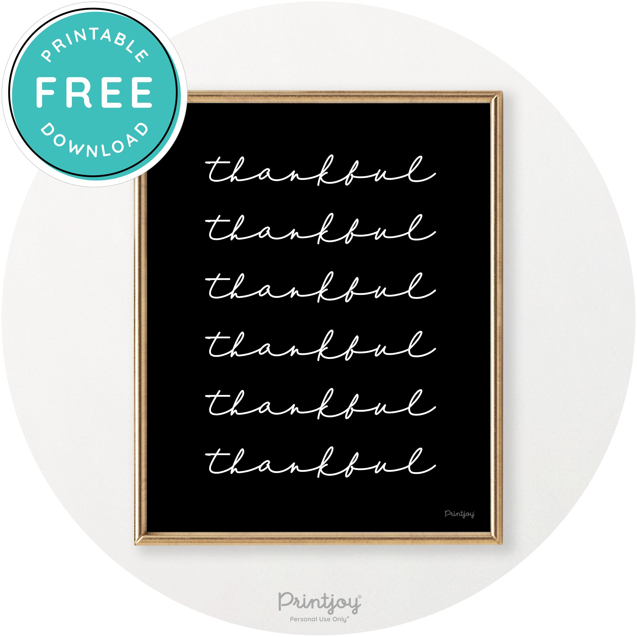 Thankful Pattern Cute Thanksgiving Modern Chic Wall Art Free Printable - Printjoy