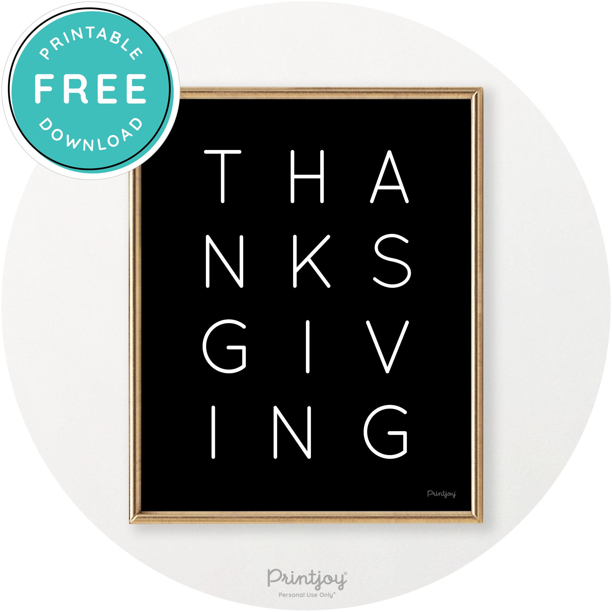 Thanksgiving Cute Typography Modern Chic Wall Art Free Printable - Printjoy